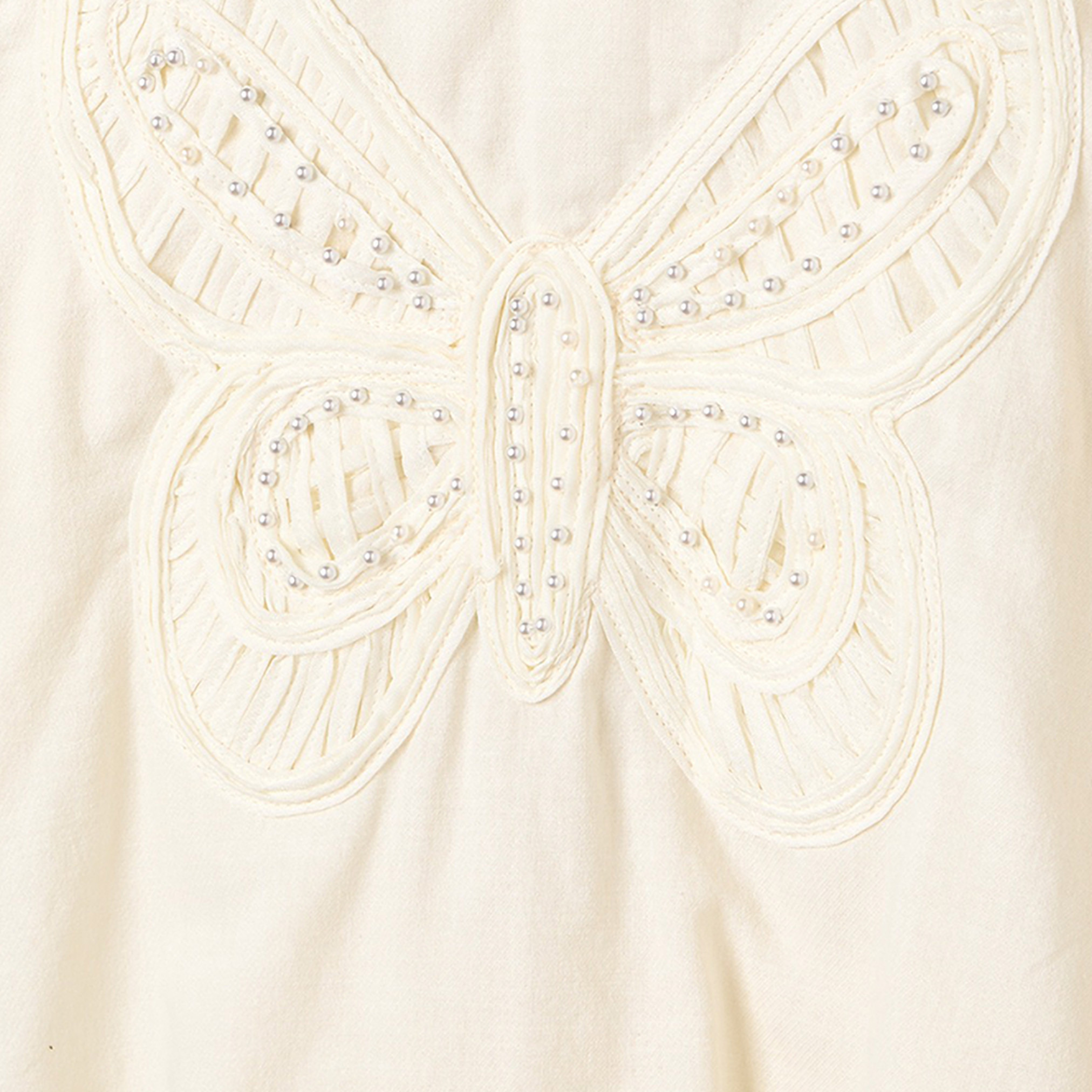 Eligo Round Neck Short Sleeves Knee Length A-line Dress with Butterfly Applique-girls-clothing-dressesandjumpsuits-image-3