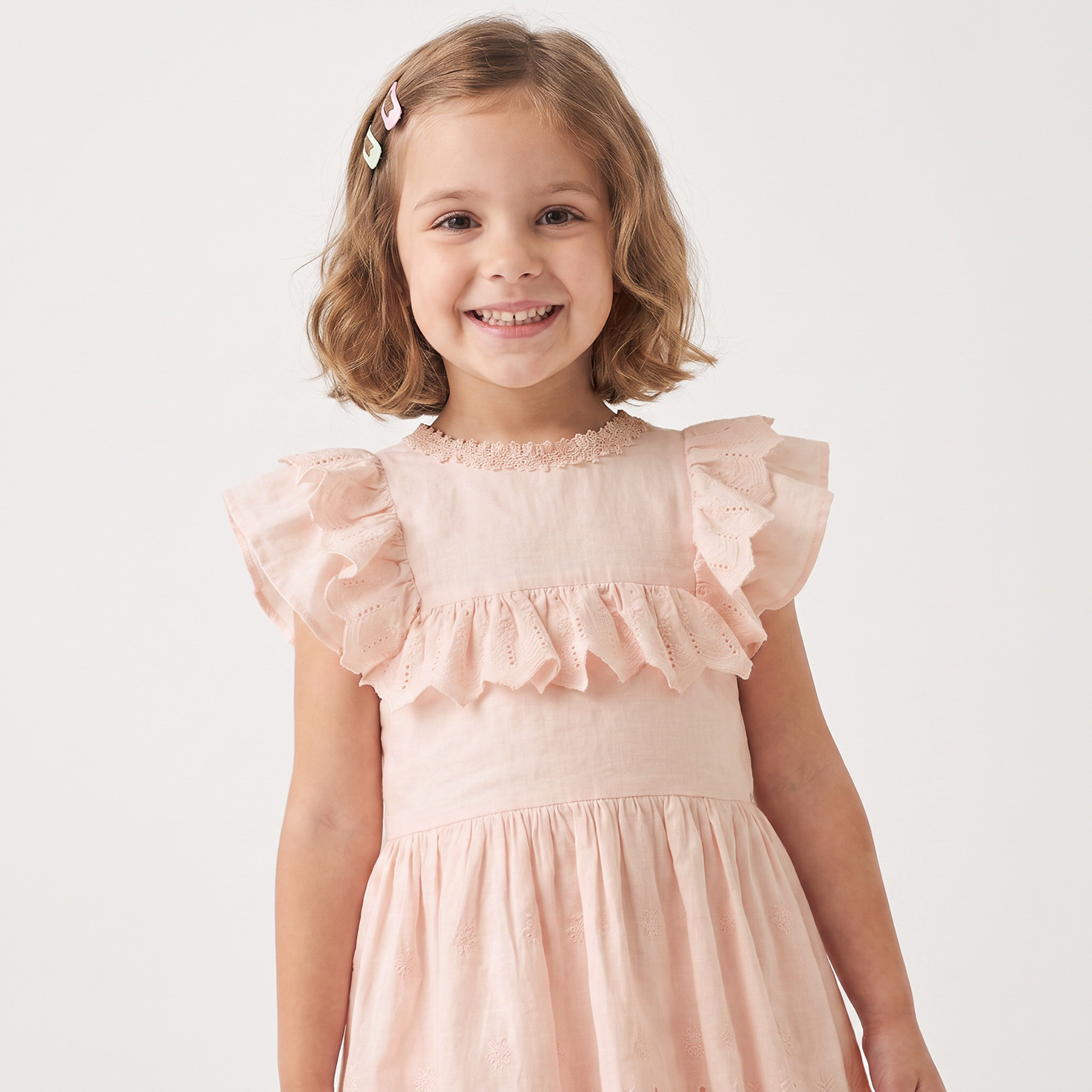 Eligo Round Neck Cap Sleeves Knee Length Tiered Dress with Ruffles-girls-clothing-dressesandjumpsuits-image-6