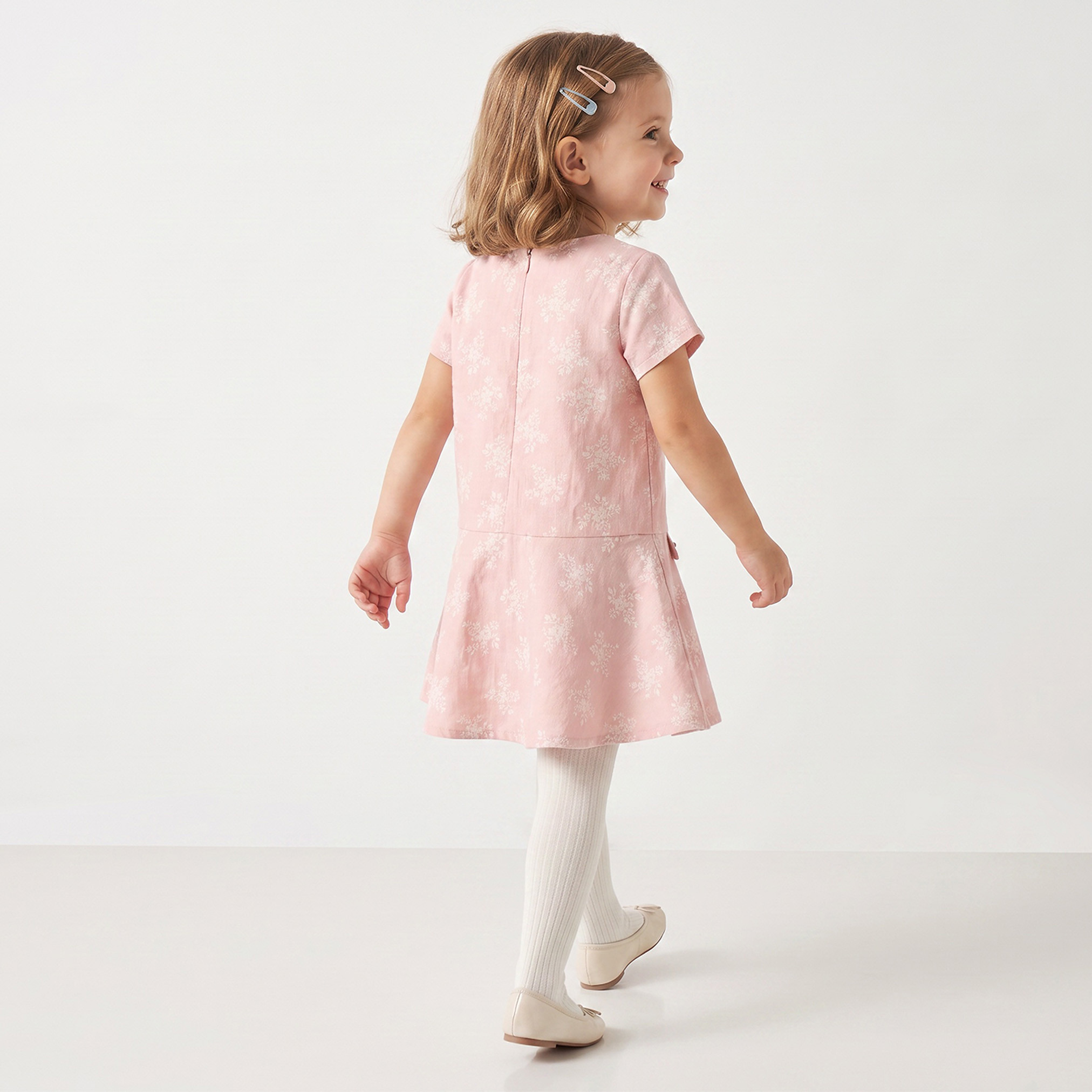 فستان بطول الركبة وياقة مستديرة وأكمام قصيرة مع كولون من إليجو-girls-clothing-dressesandjumpsuits-image-2
