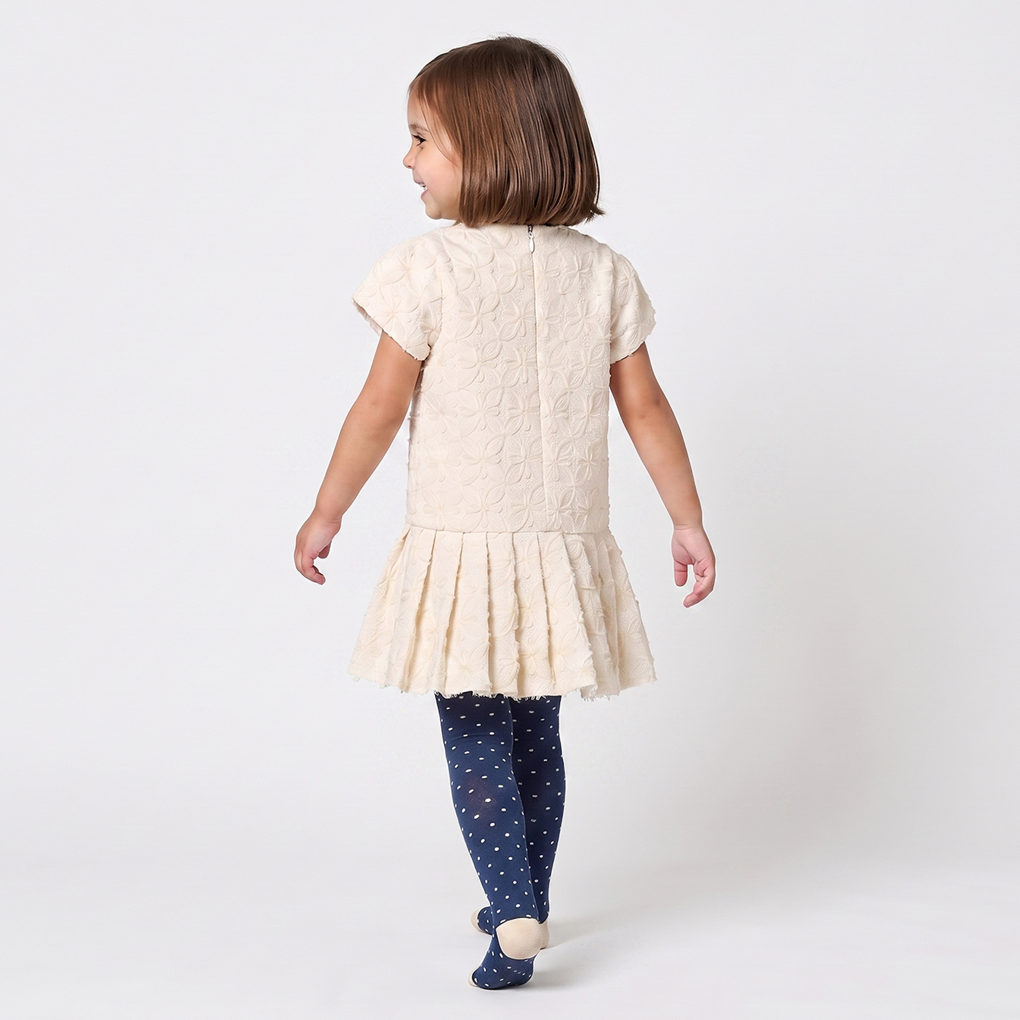 Eligo Round Neck Short Sleeves Knee Length Dress with Tights-girls-clothing-dressesandjumpsuits-image-2