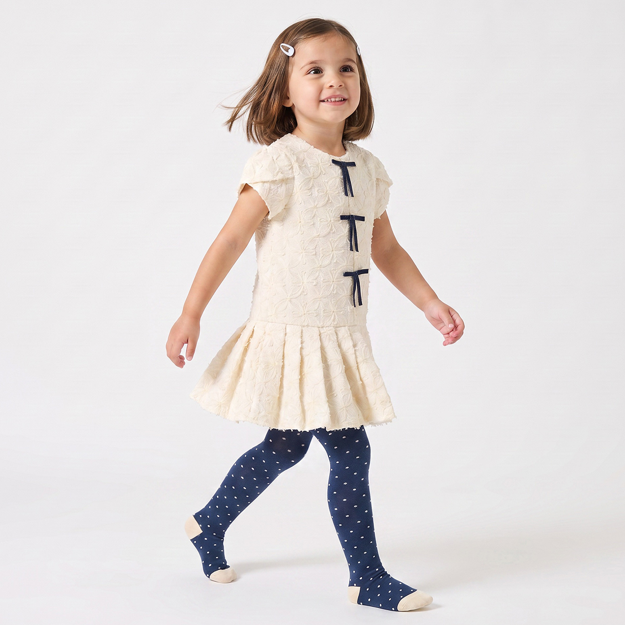 Eligo Round Neck Short Sleeves Knee Length Dress with Tights-girls-clothing-dressesandjumpsuits-image-4
