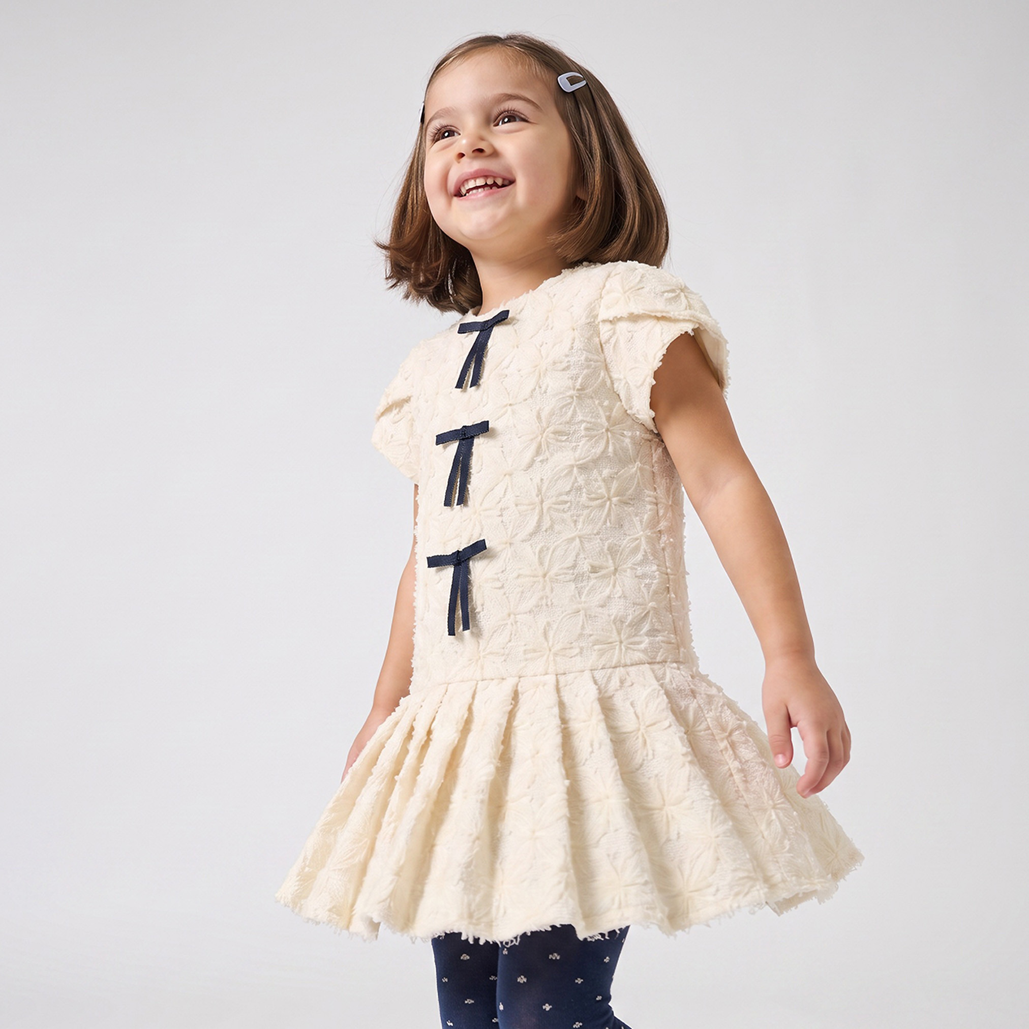 Eligo Round Neck Short Sleeves Knee Length Dress with Tights-girls-clothing-dressesandjumpsuits-image-5