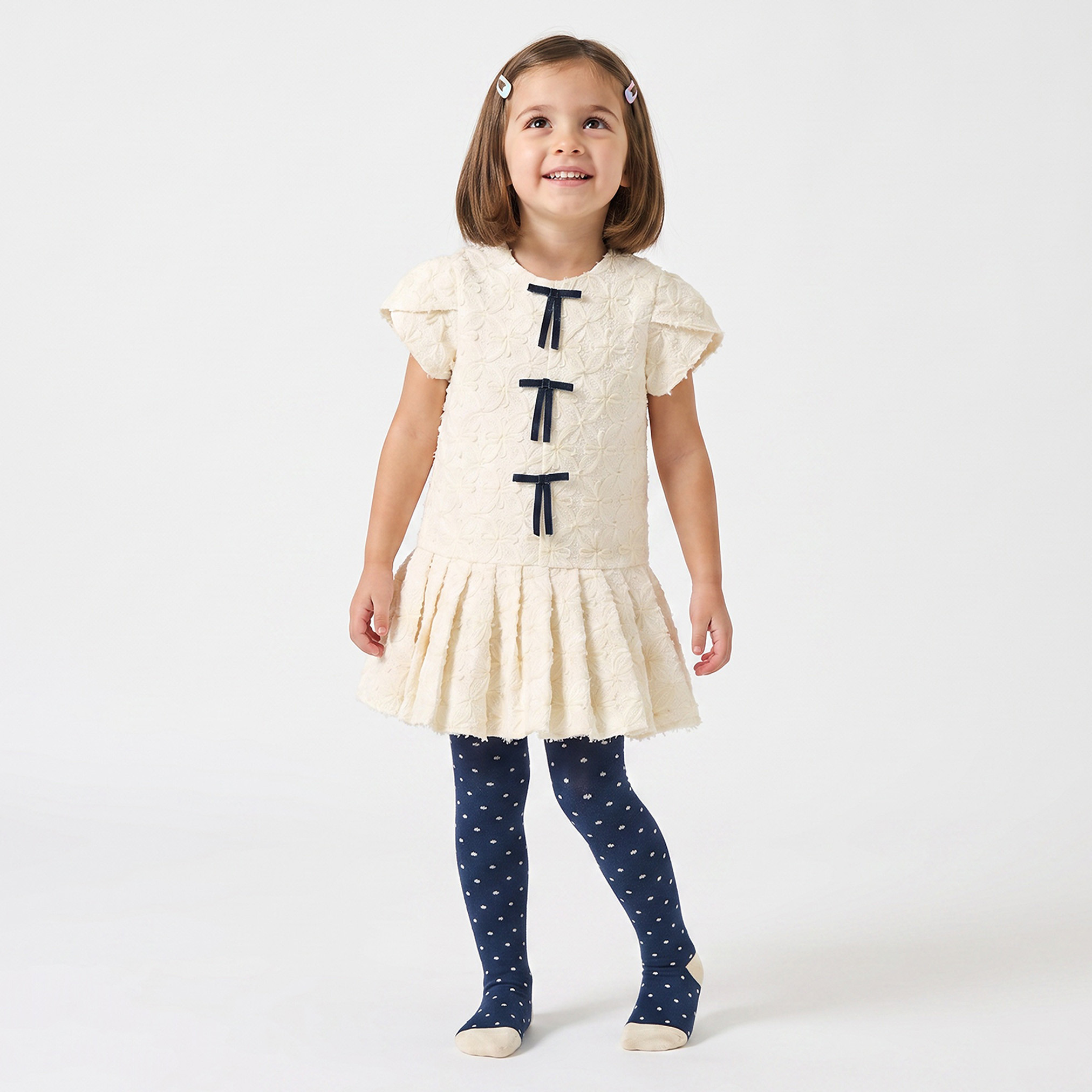 Eligo Round Neck Short Sleeves Knee Length Dress with Tights-girls-clothing-dressesandjumpsuits-image-6