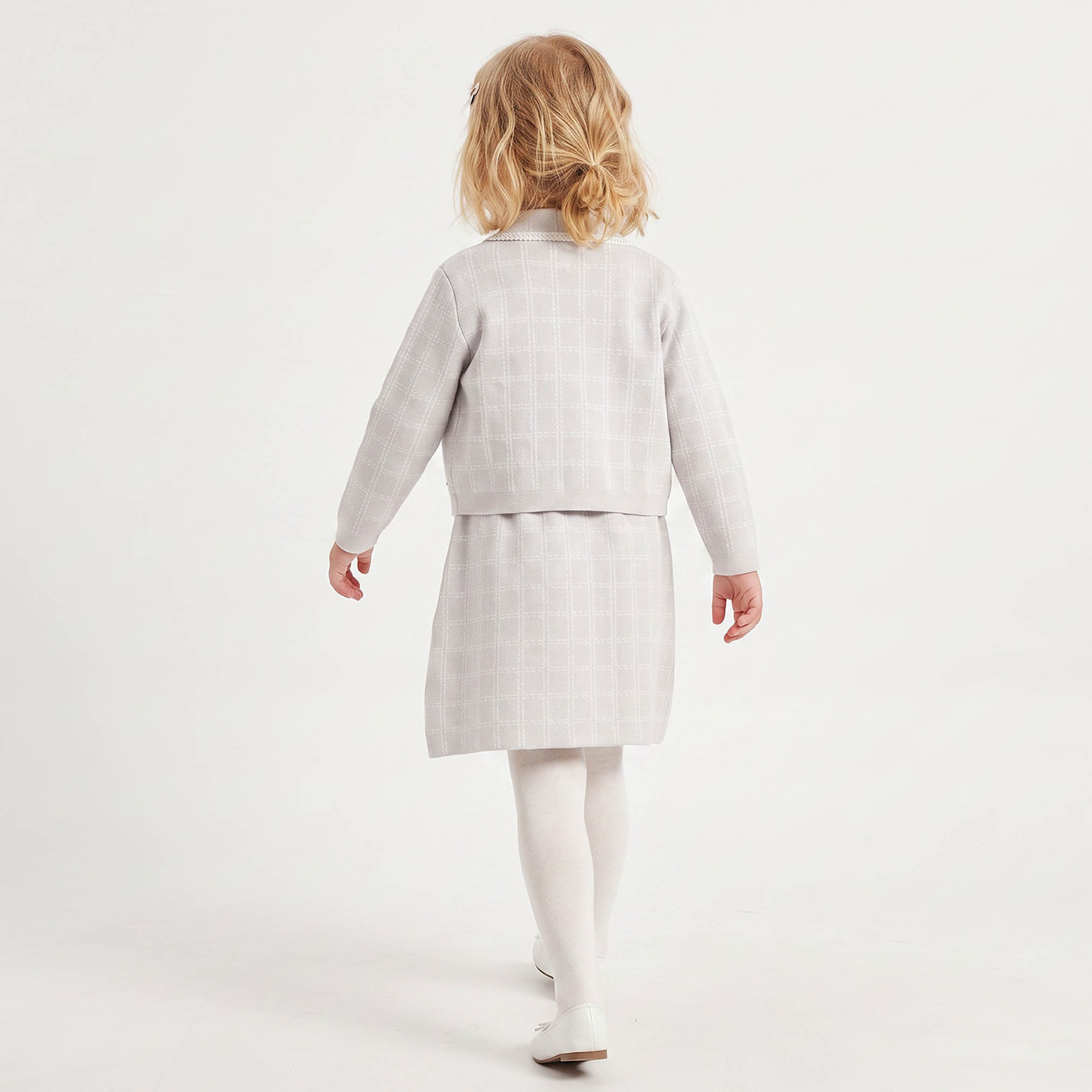 فستان طول الركبة دون أكمام كاروهات بياقة مستديرة - طقم 3 قطع-girls-clothing-dressesandjumpsuits-image-2