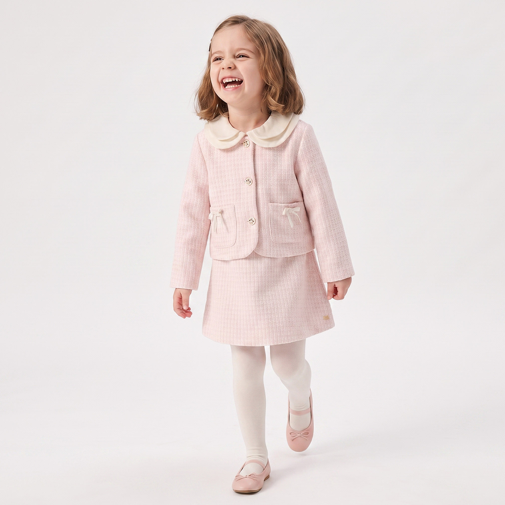 فستان كاروهات دون أكمام بطول الركبة وياقة بيتر بان مع جاكيت-girls-clothing-dressesandjumpsuits-image-1