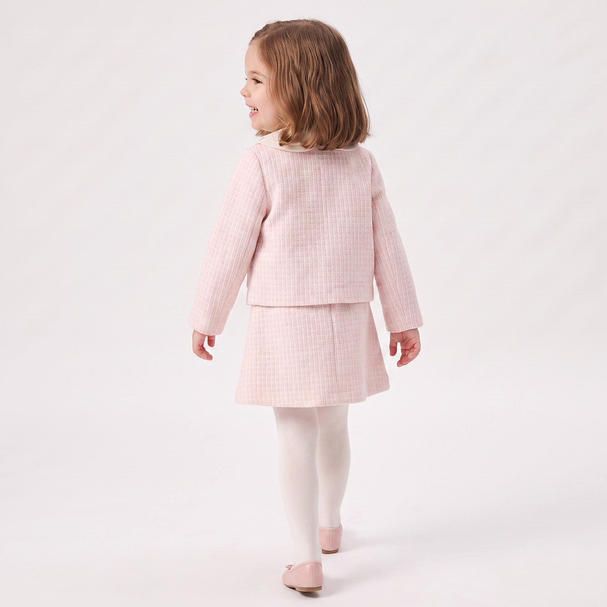 فستان كاروهات دون أكمام بطول الركبة وياقة بيتر بان مع جاكيت-girls-clothing-dressesandjumpsuits-image-2
