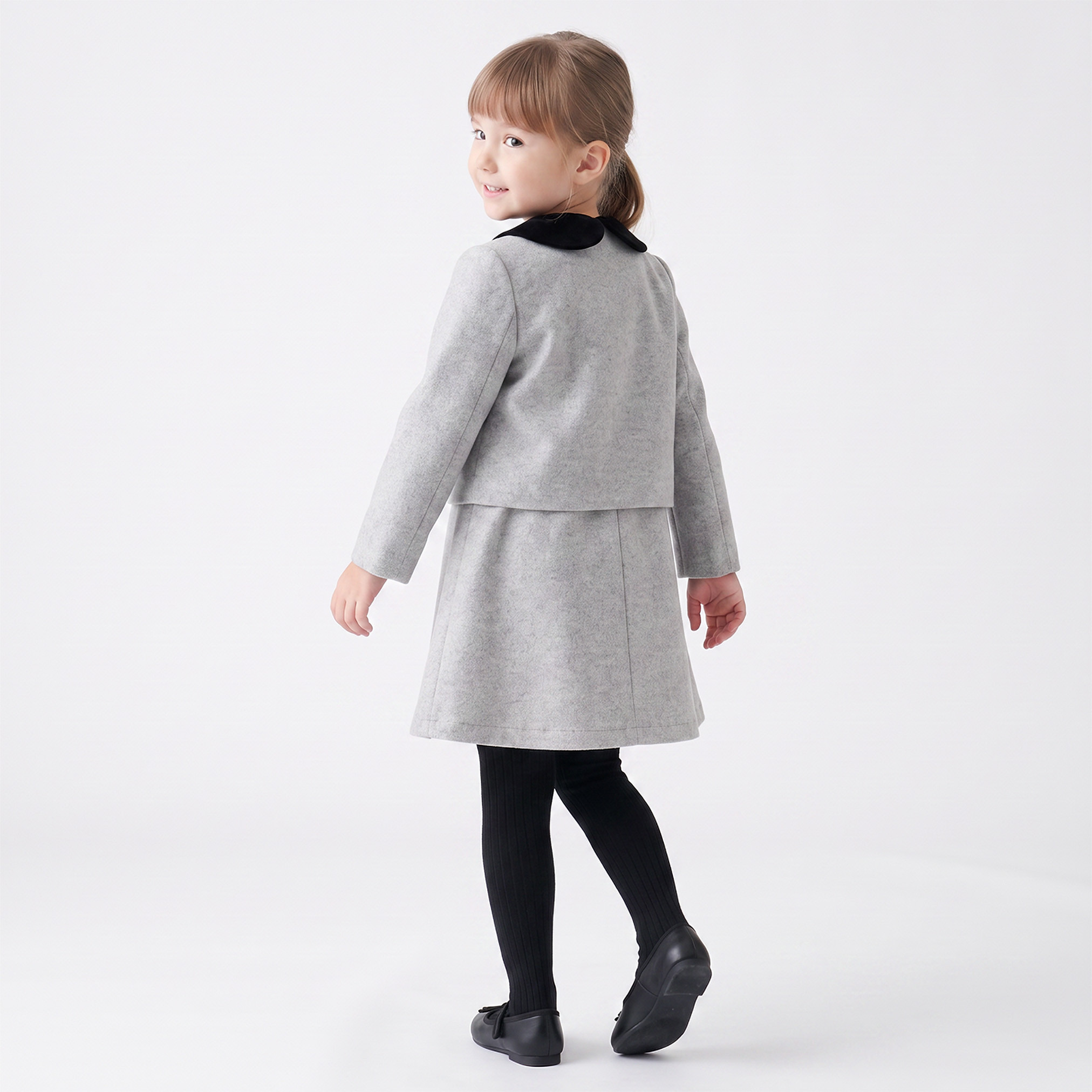 Peter Pan Collar Sleeveless Knee-Length Dress and Jacket and Tights-girls-clothing-dressesandjumpsuits-image-2