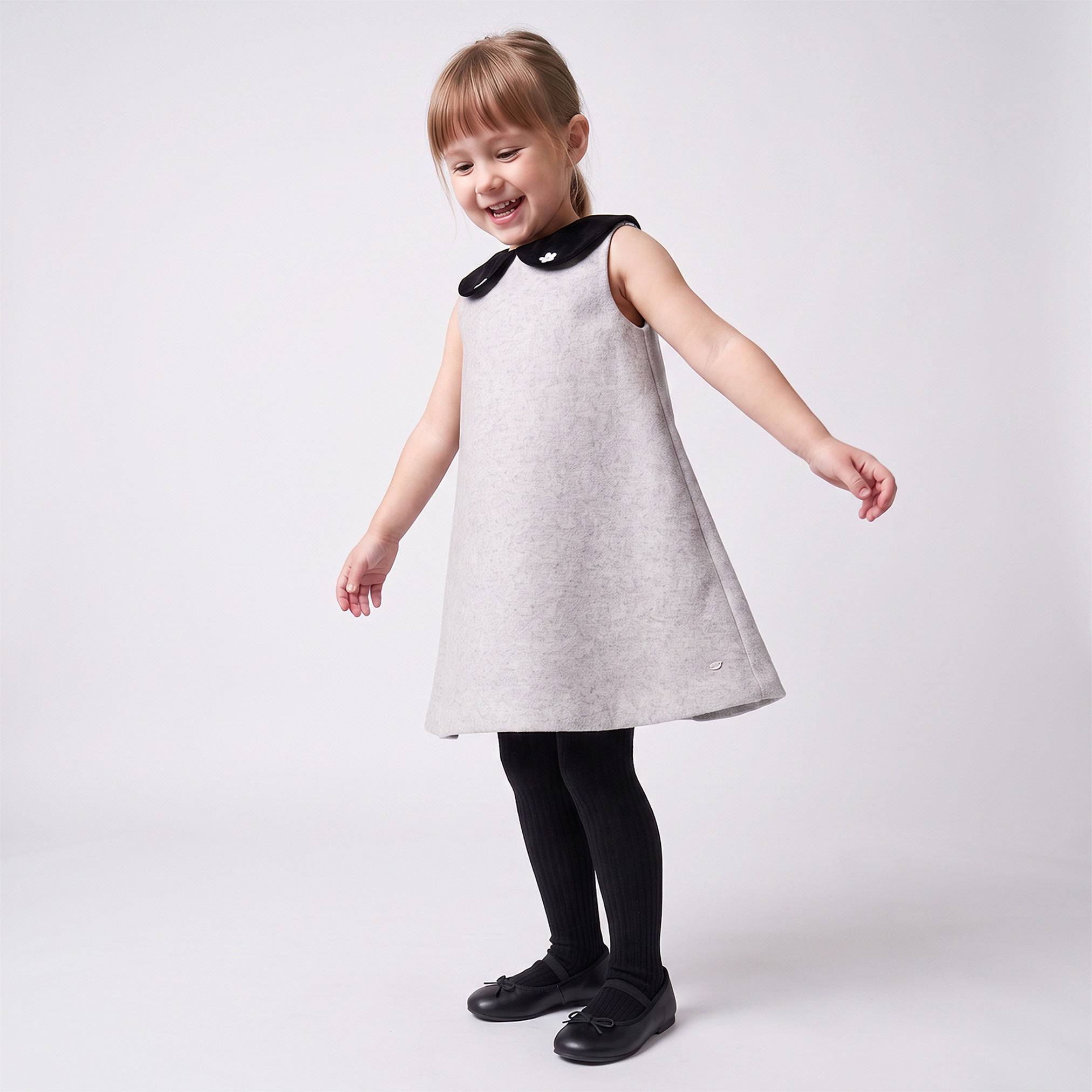 Peter Pan Collar Sleeveless Knee-Length Dress and Jacket and Tights-girls-clothing-dressesandjumpsuits-image-4