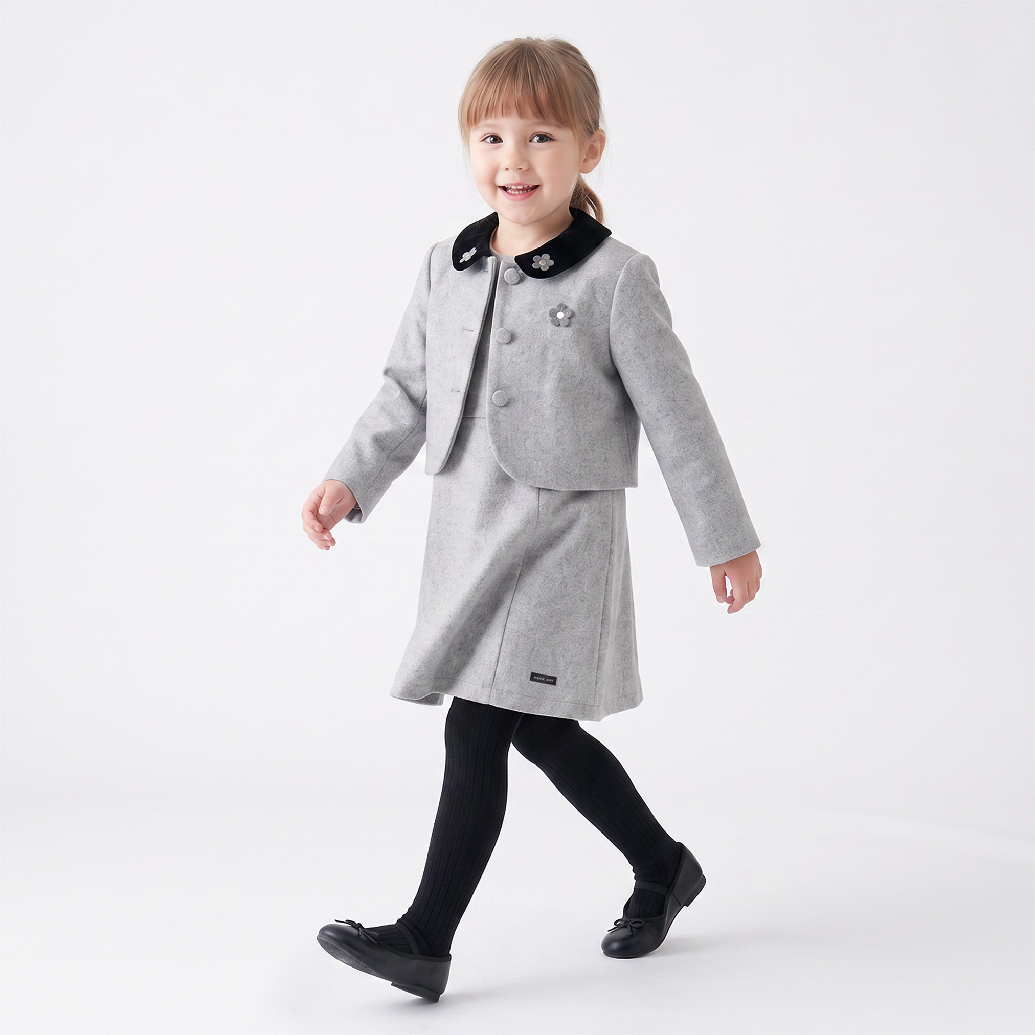 Peter Pan Collar Sleeveless Knee-Length Dress and Jacket and Tights-girls-clothing-dressesandjumpsuits-image-6