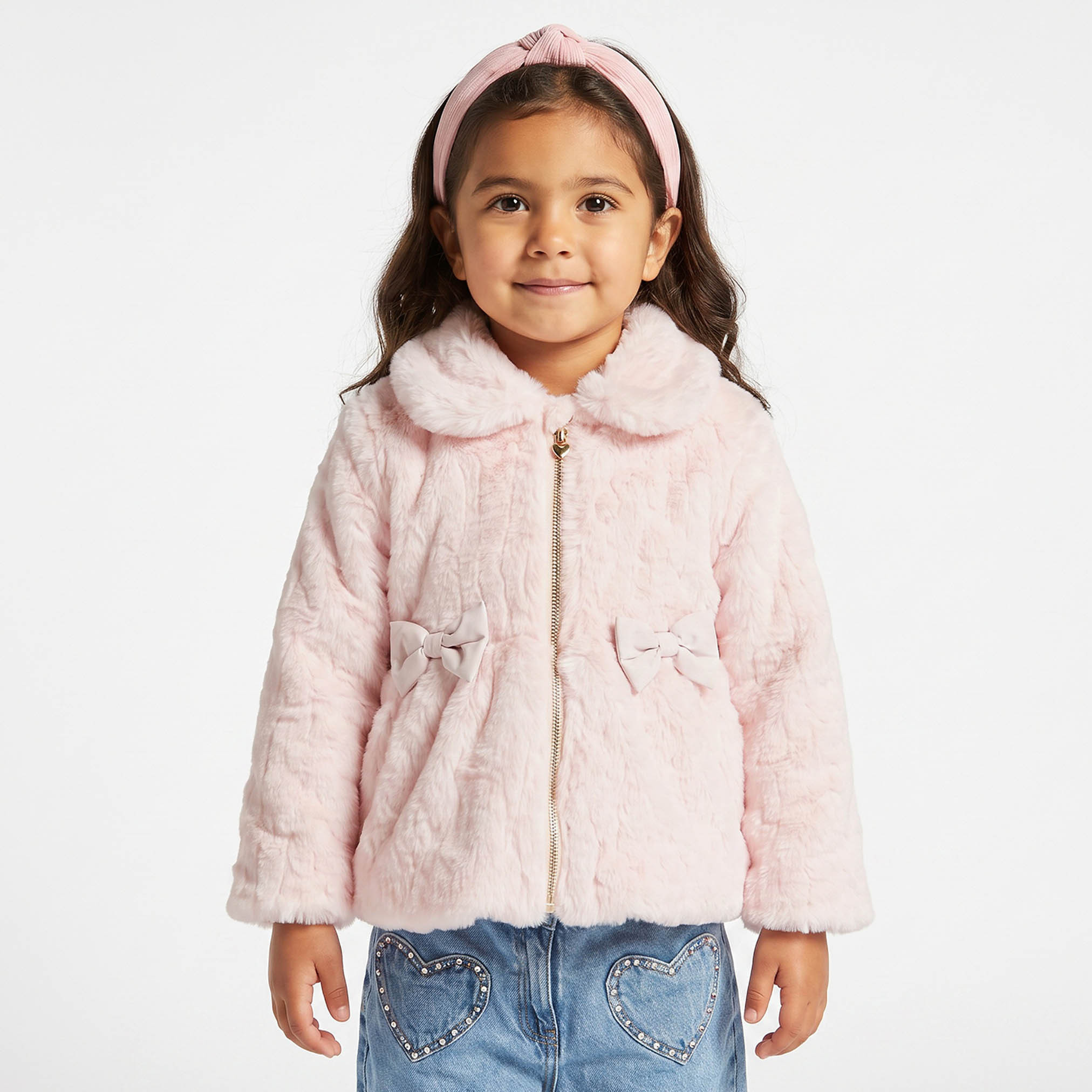 جاكيت بياقة بيتر بان وأكمام طويلة وفيونكة من إليجو-baby-girls-clothing-winterwear-jacketsandcoats-image-1
