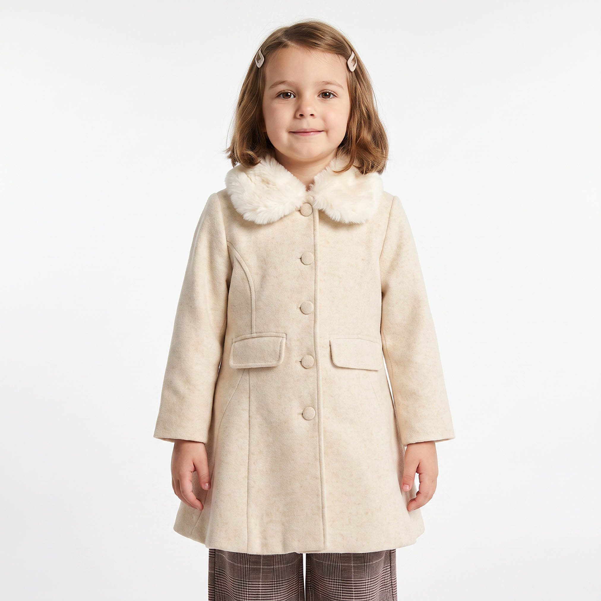 Eligo Peter Pan Neckline Long Sleeves Coat with Bow Accent-baby-girls-clothing-winterwear-jacketsandcoats-image-1