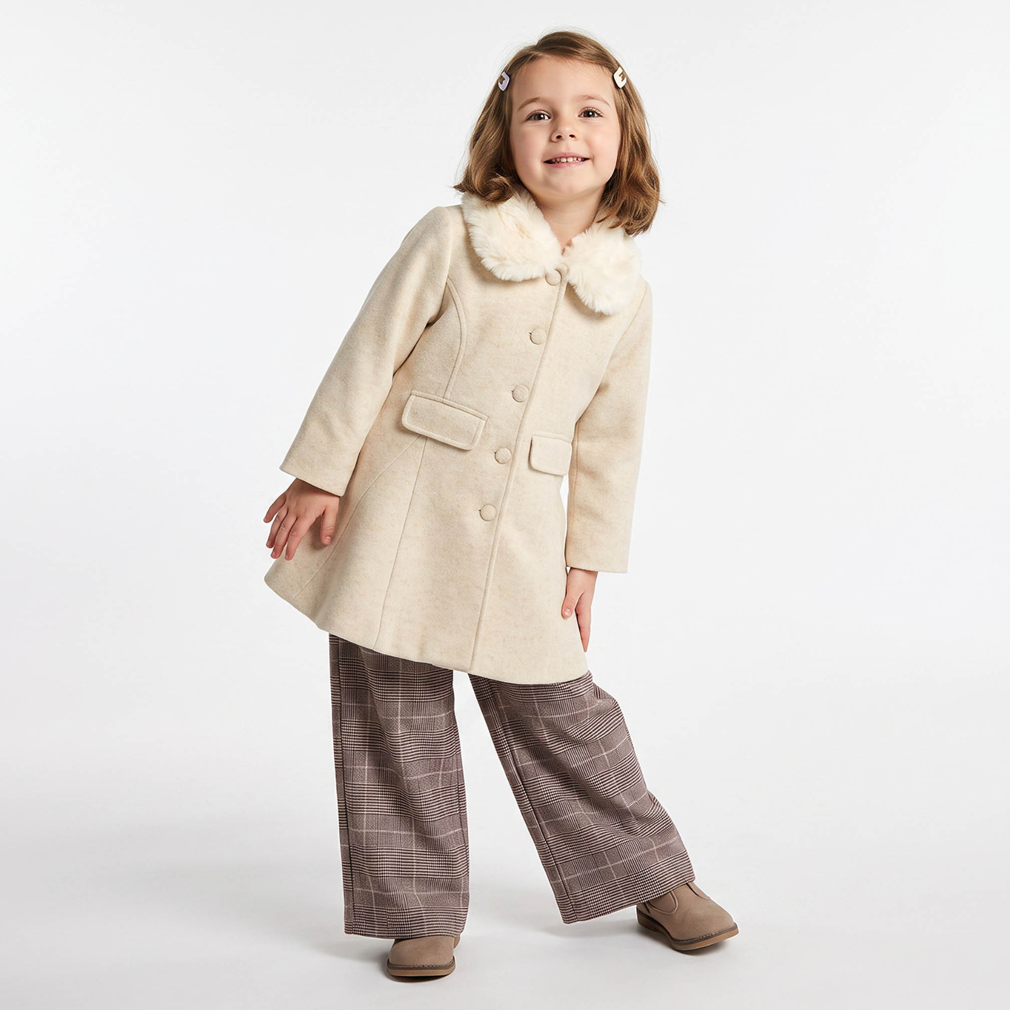 Eligo Peter Pan Neckline Long Sleeves Coat with Bow Accent-baby-girls-clothing-winterwear-jacketsandcoats-image-2