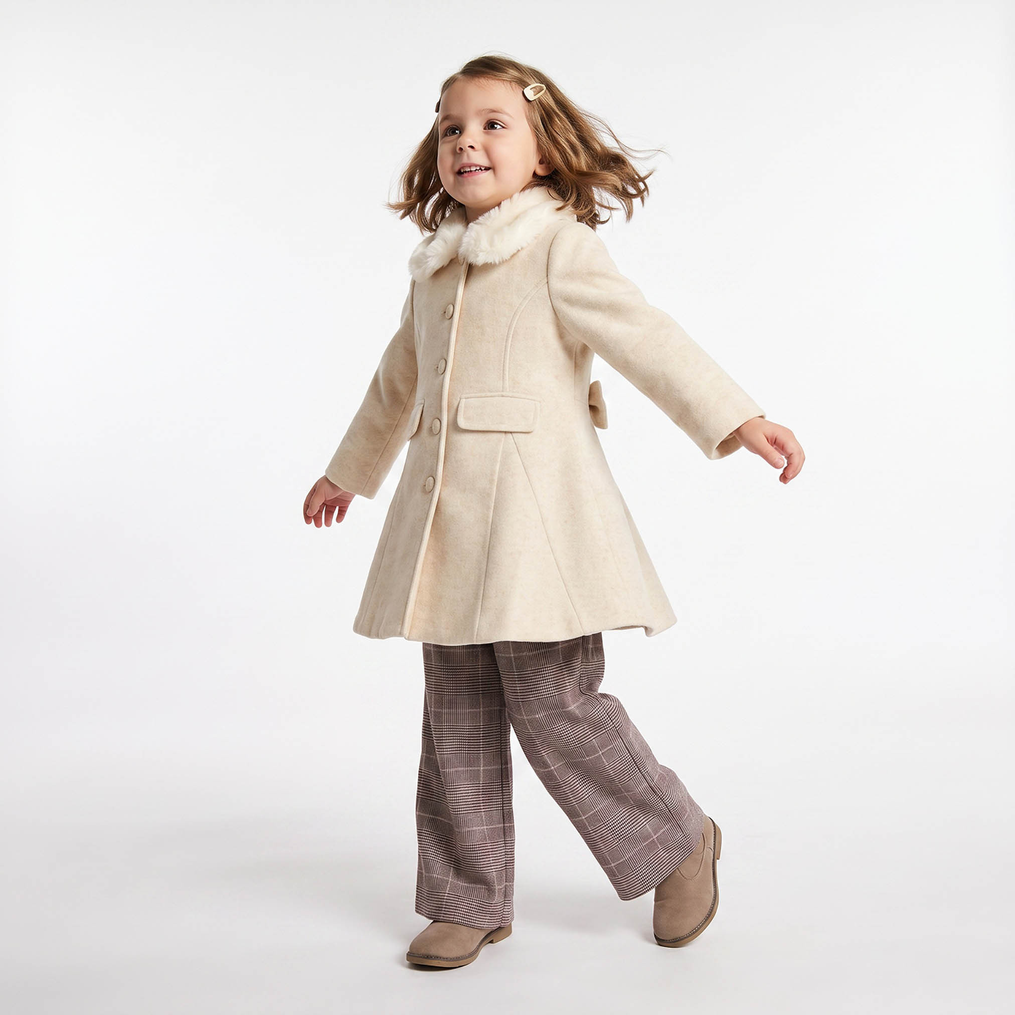 Eligo Peter Pan Neckline Long Sleeves Coat with Bow Accent-baby-girls-clothing-winterwear-jacketsandcoats-image-5