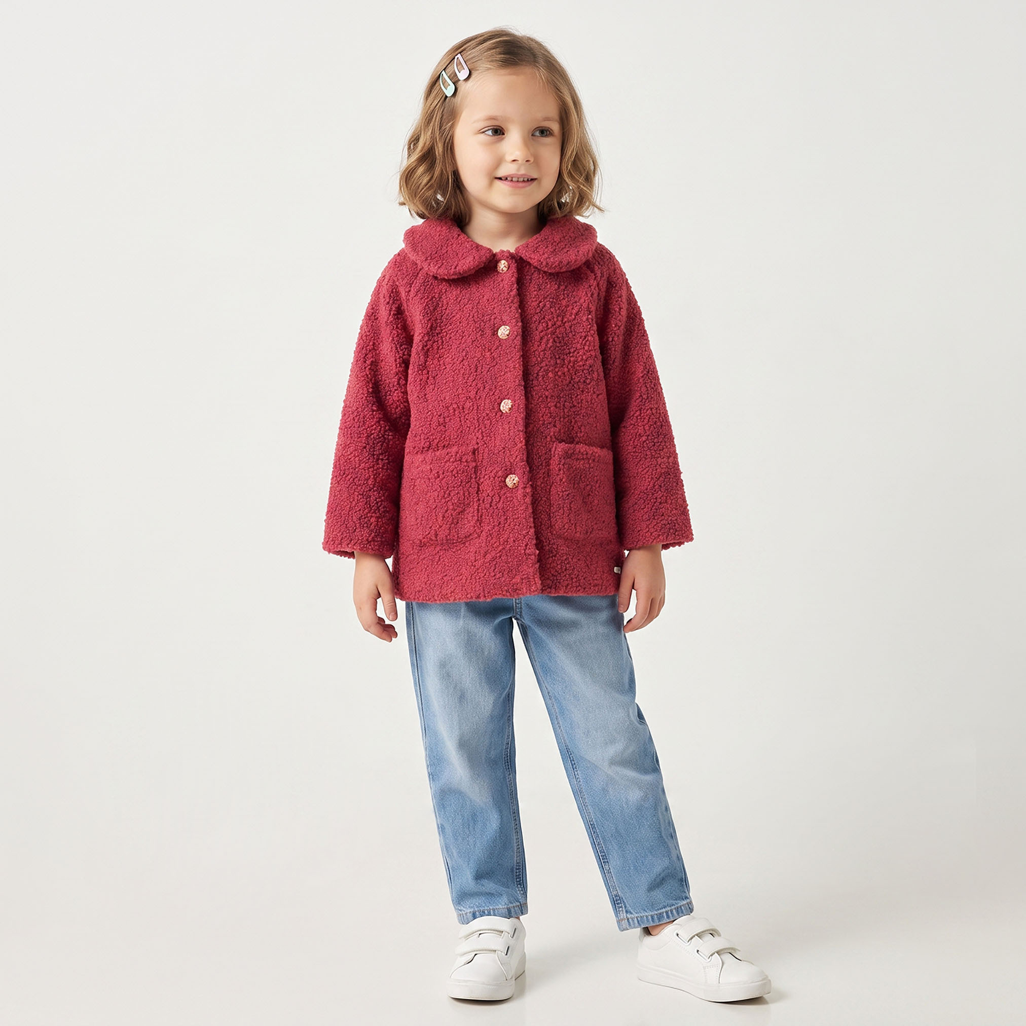 جاكيت بورج بارز الملمس بياقة بيتر بان من إليجو-baby-girls-clothing-winterwear-jacketsandcoats-image-3