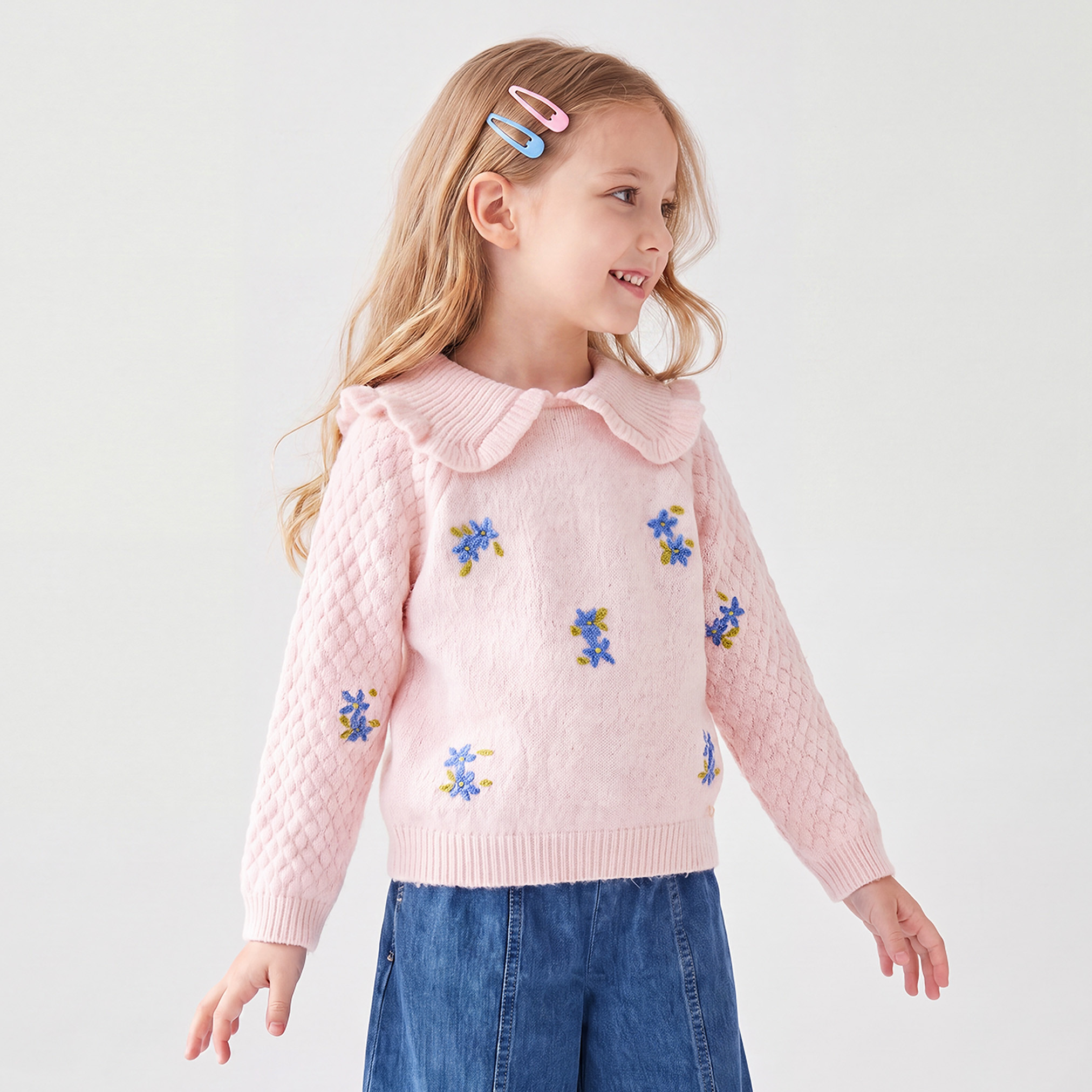 كنزة مطرزة بأكمام طويلة من إليجو-girls-clothing-jumpersandcardigans-image-1