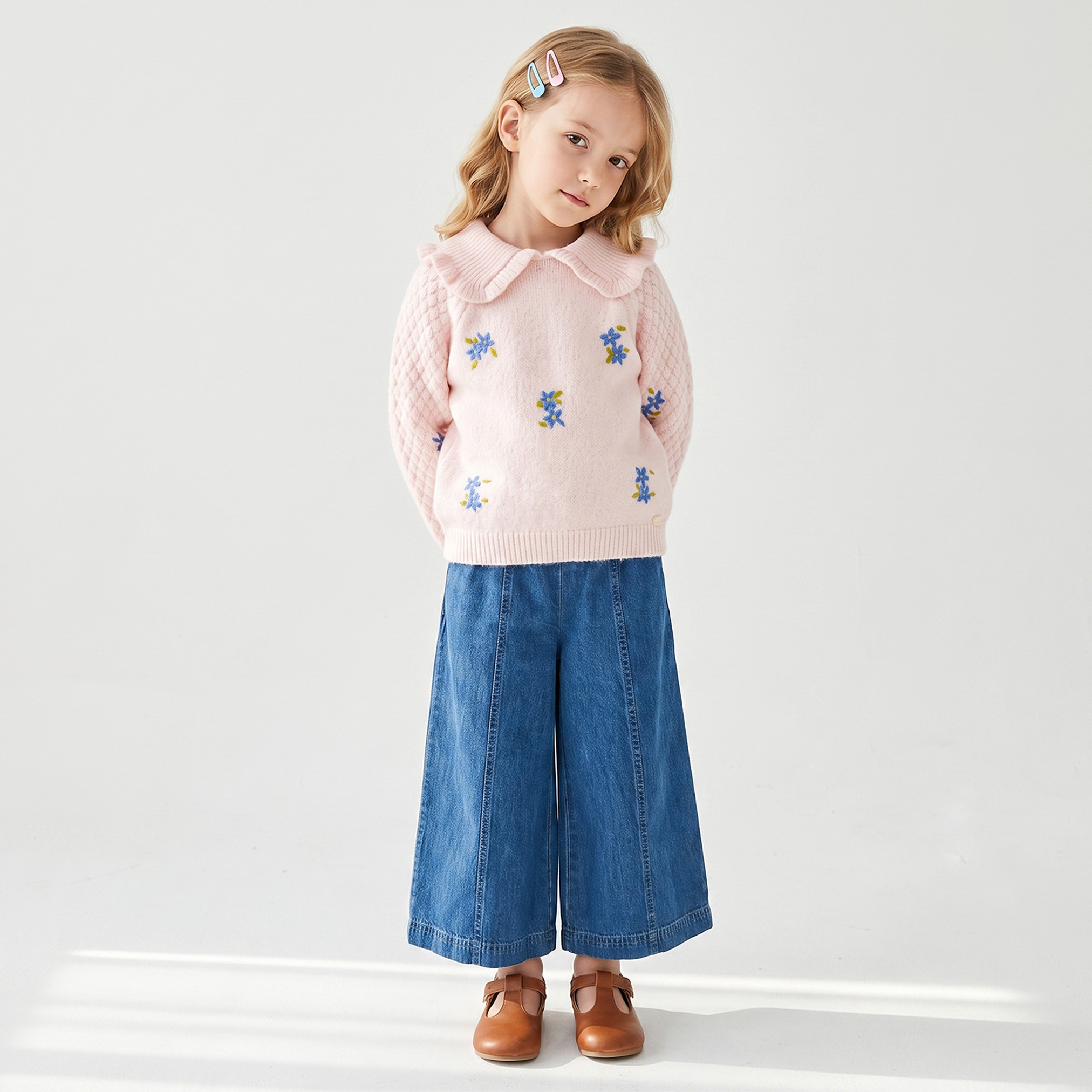 كنزة مطرزة بأكمام طويلة من إليجو-girls-clothing-jumpersandcardigans-image-2