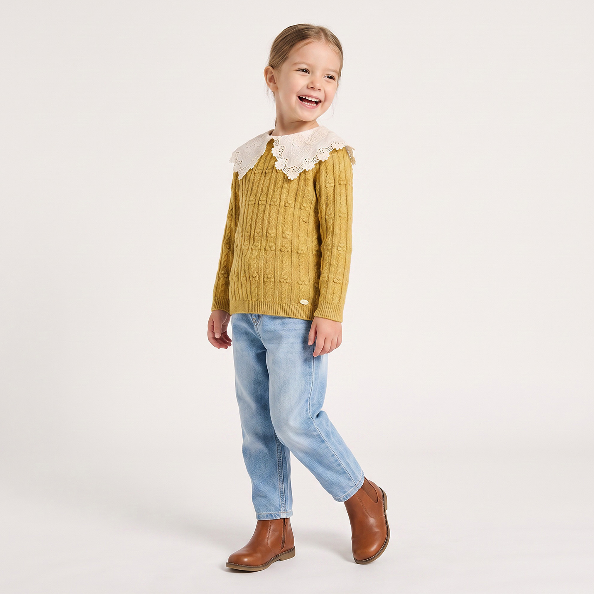 كنزة محبوكة كابل وأكمام طويلة من إليجو-girls-clothing-jumpersandcardigans-image-2