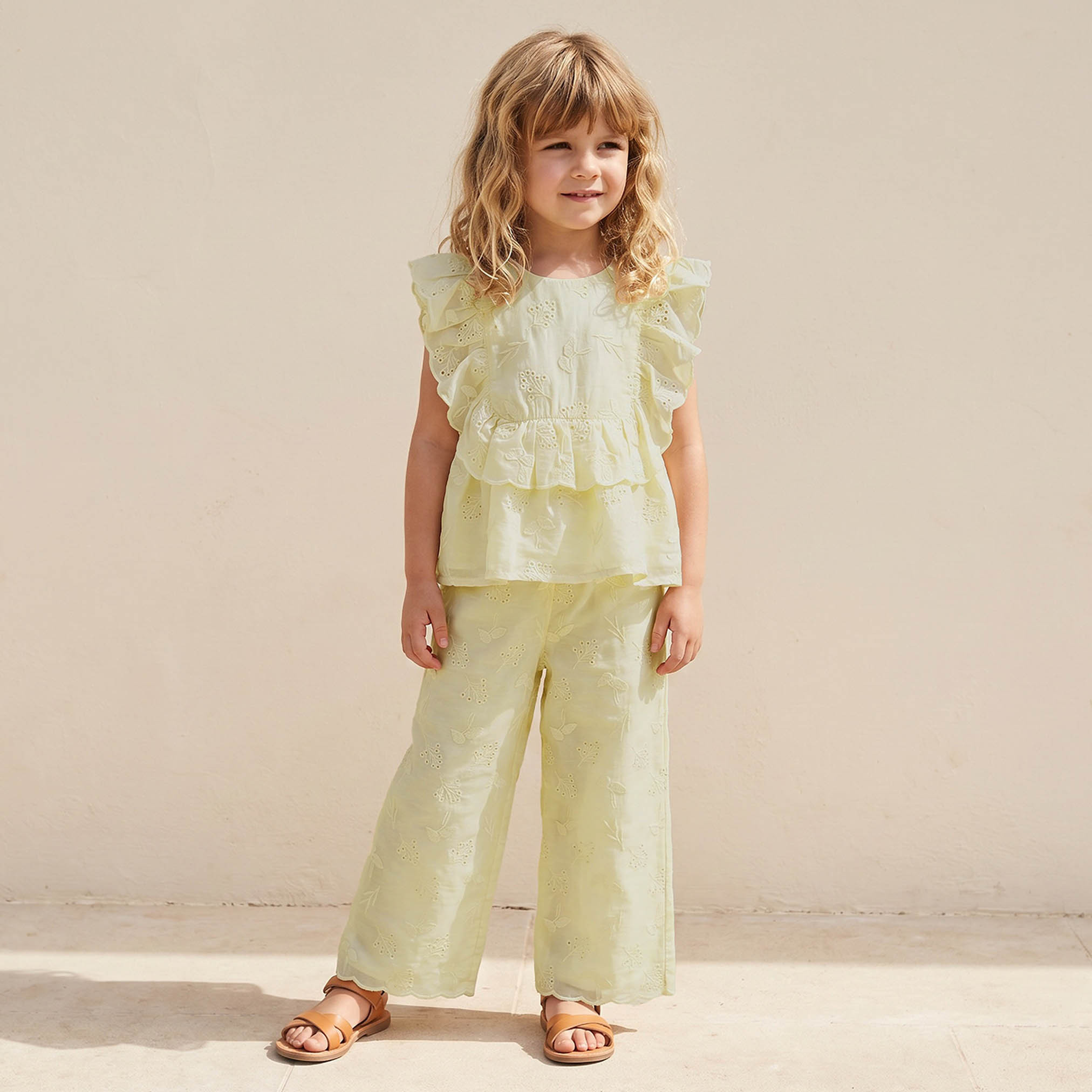 Eligo Round Neck Sleeveless Top and Pants Set with Floral Embroidery-baby-girls-clothing-setsandcoords-image-1