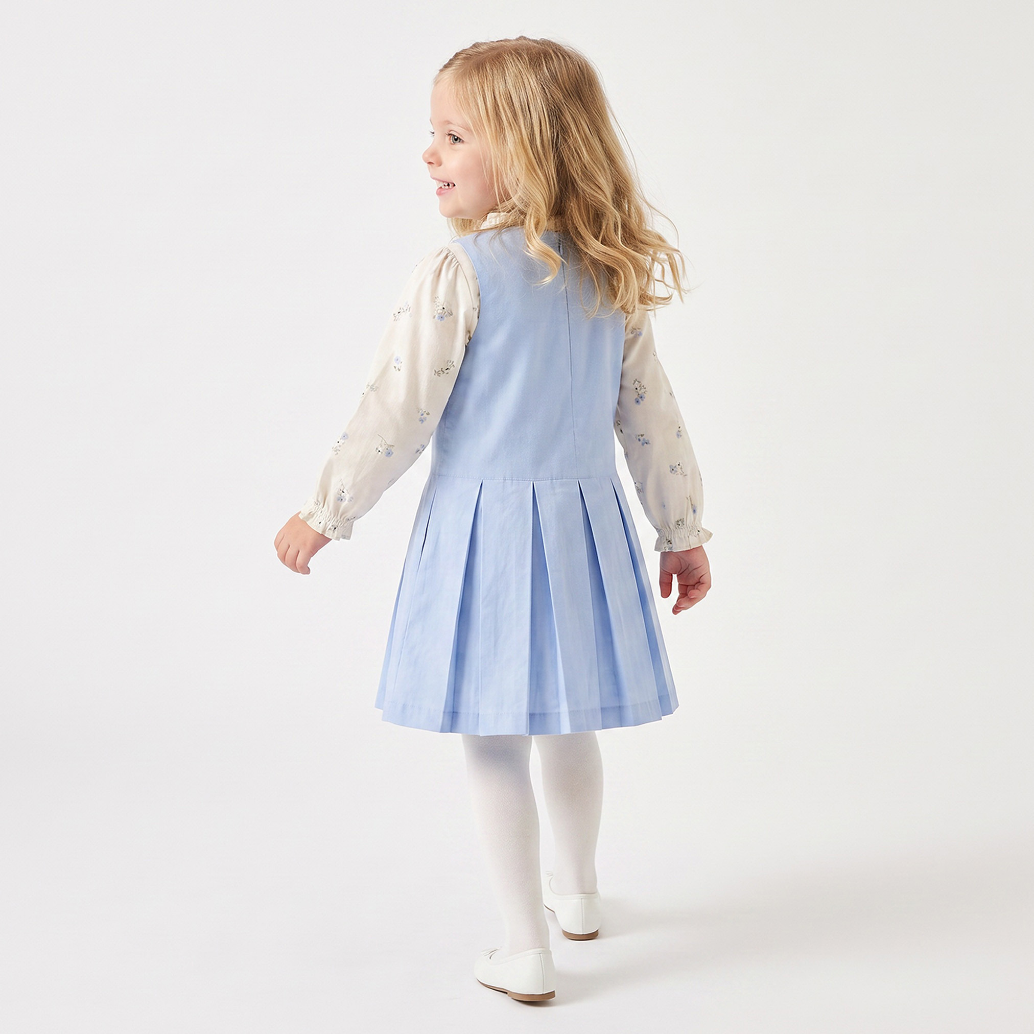 Round Neck Long Sleeves Top and Pinafore Set with Tights-girls-clothing-dressesandjumpsuits-image-3
