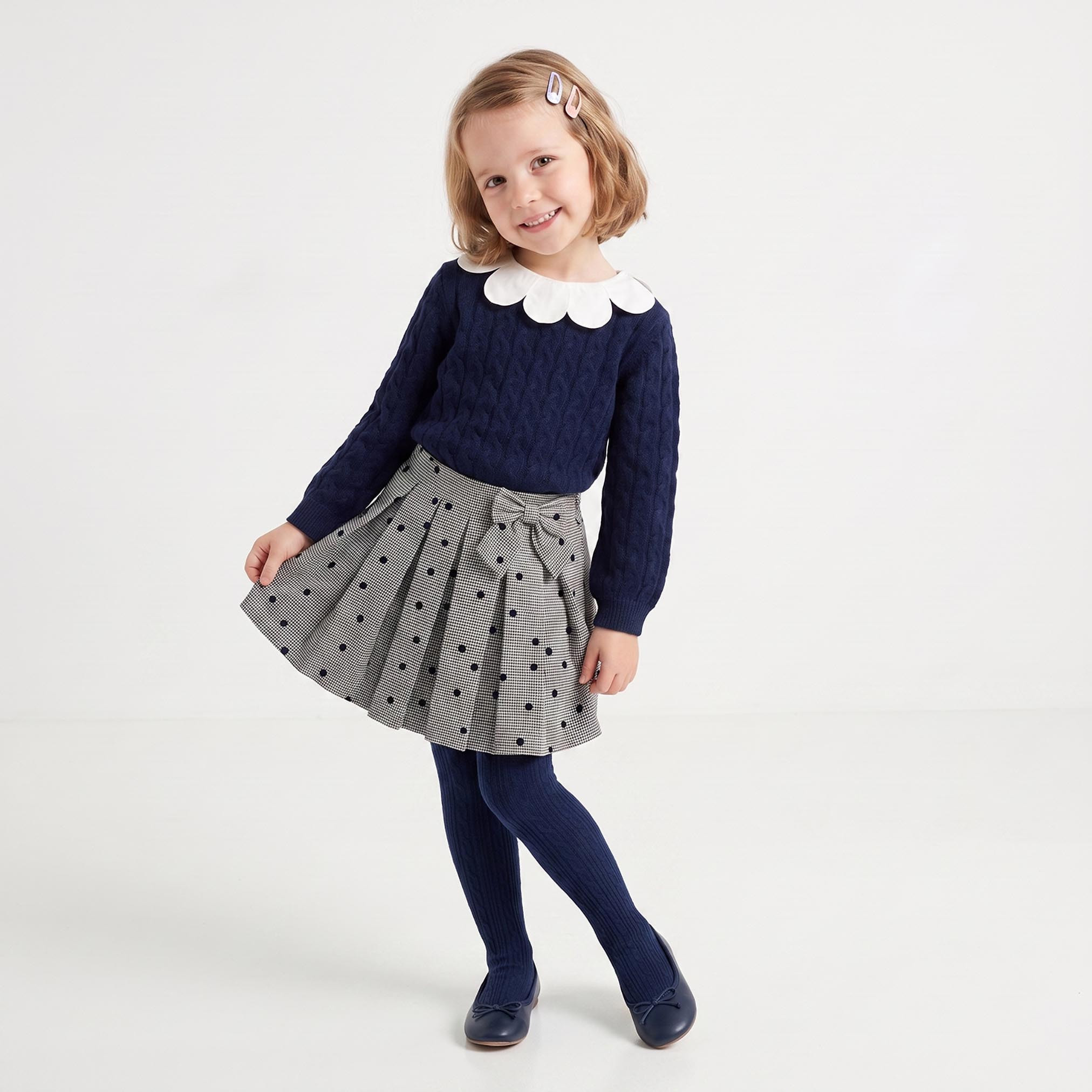 Eligo Collared Long Sleeves Sweater and Skirt Set with Tights-baby-girls-clothing-setsandcoords-image-1