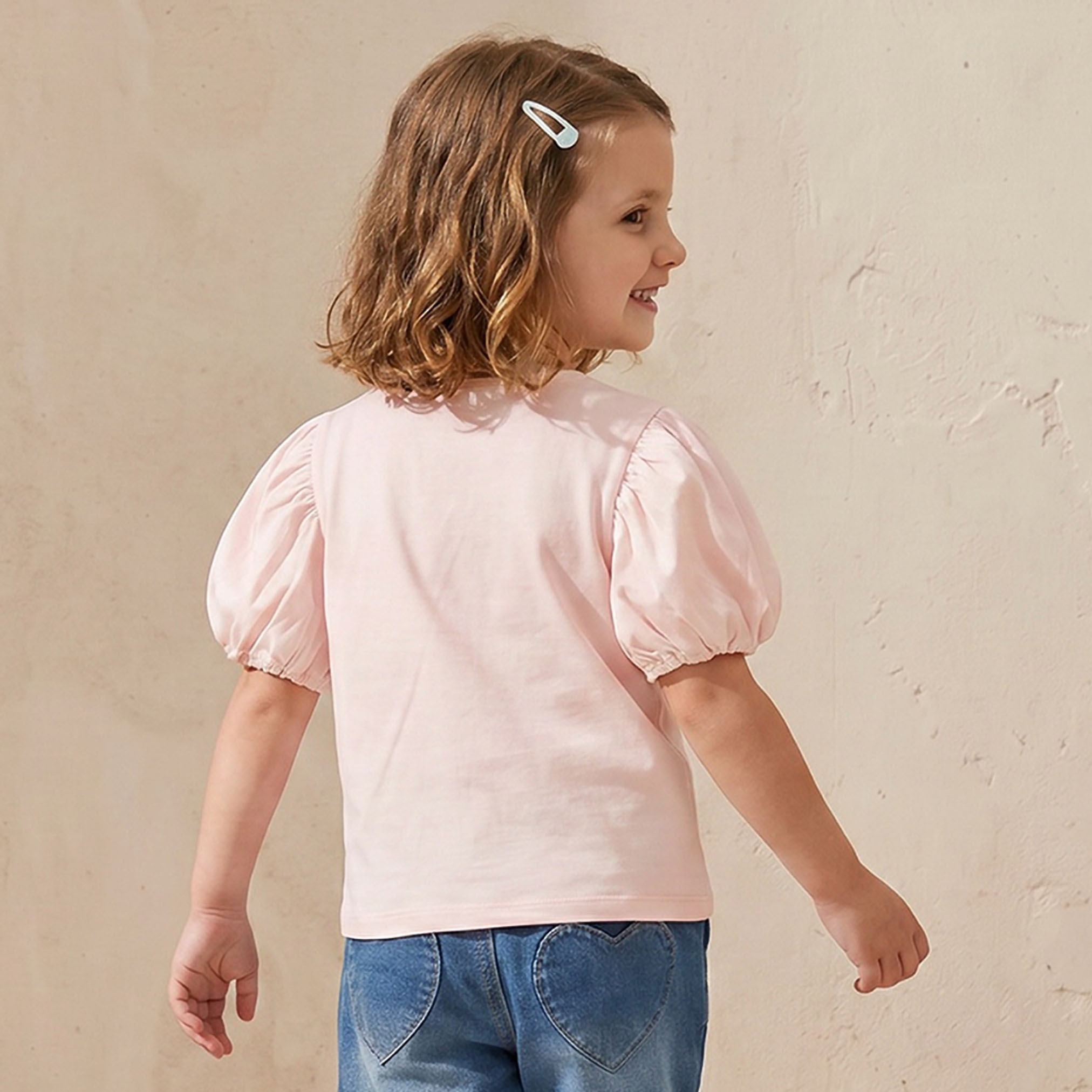 تيشيرت بطبعات أزهار وأكمام قصيرة وياقة ضيقة من لي كوبر-girls-clothing-tshirts-image-3
