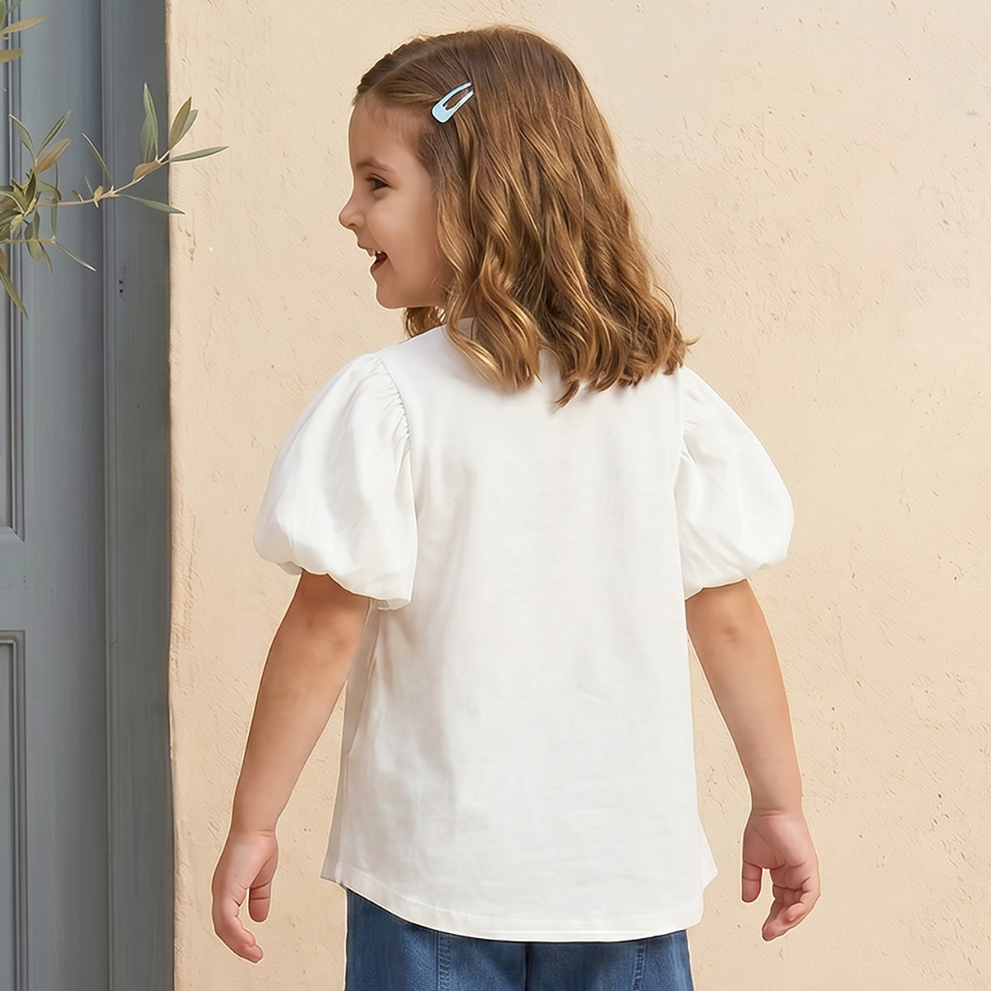 بلوزة برقبة مستديرة وأكمام قصيرة وطبعات جرافيك من لي كوبر-baby-girls-clothing-blousesandshirts-image-3