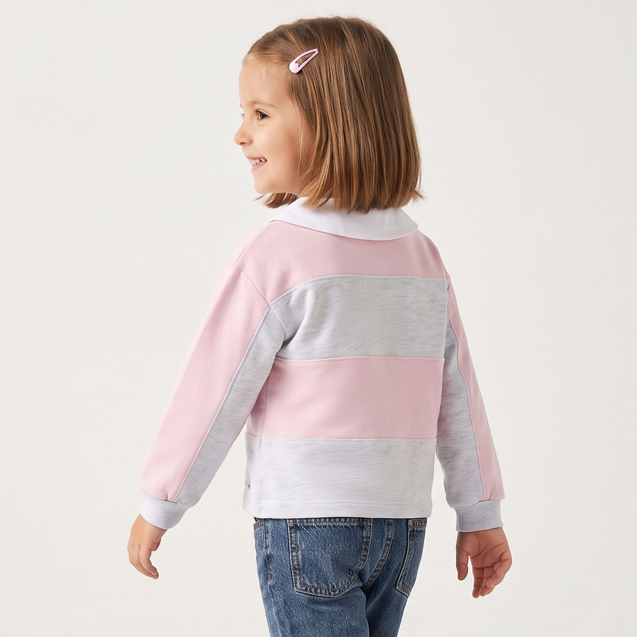 تيشيرت مخطّط بأكمام طويلة وياقة بيتر بان من لي كوبر-girls-clothing-tshirts-image-3