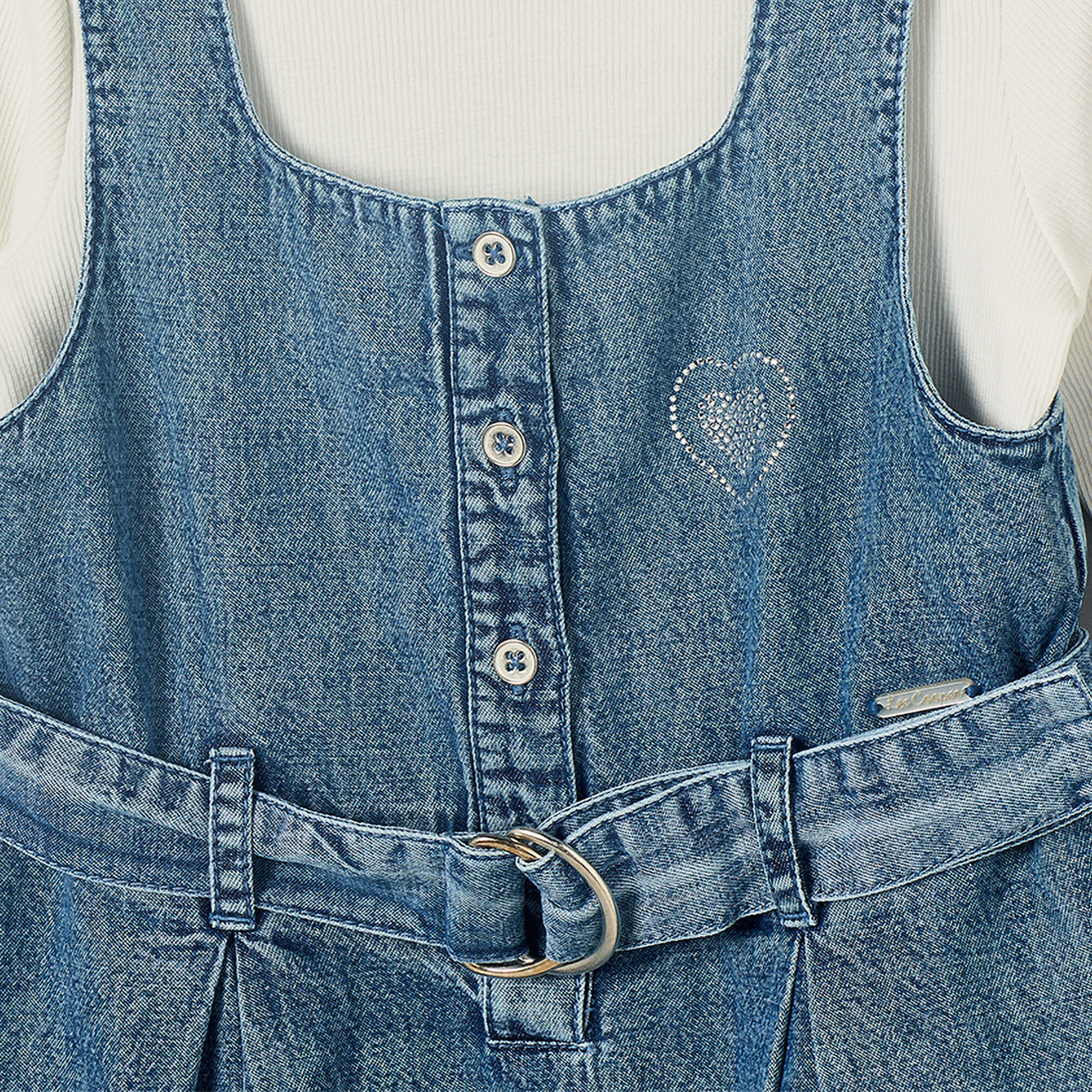 فستان بينافور جينز بياقة مربعة وبدون أكمام بطول الركبة مع تيشيرت من لي كوبر-girls-clothing-dressesandjumpsuits-image-3