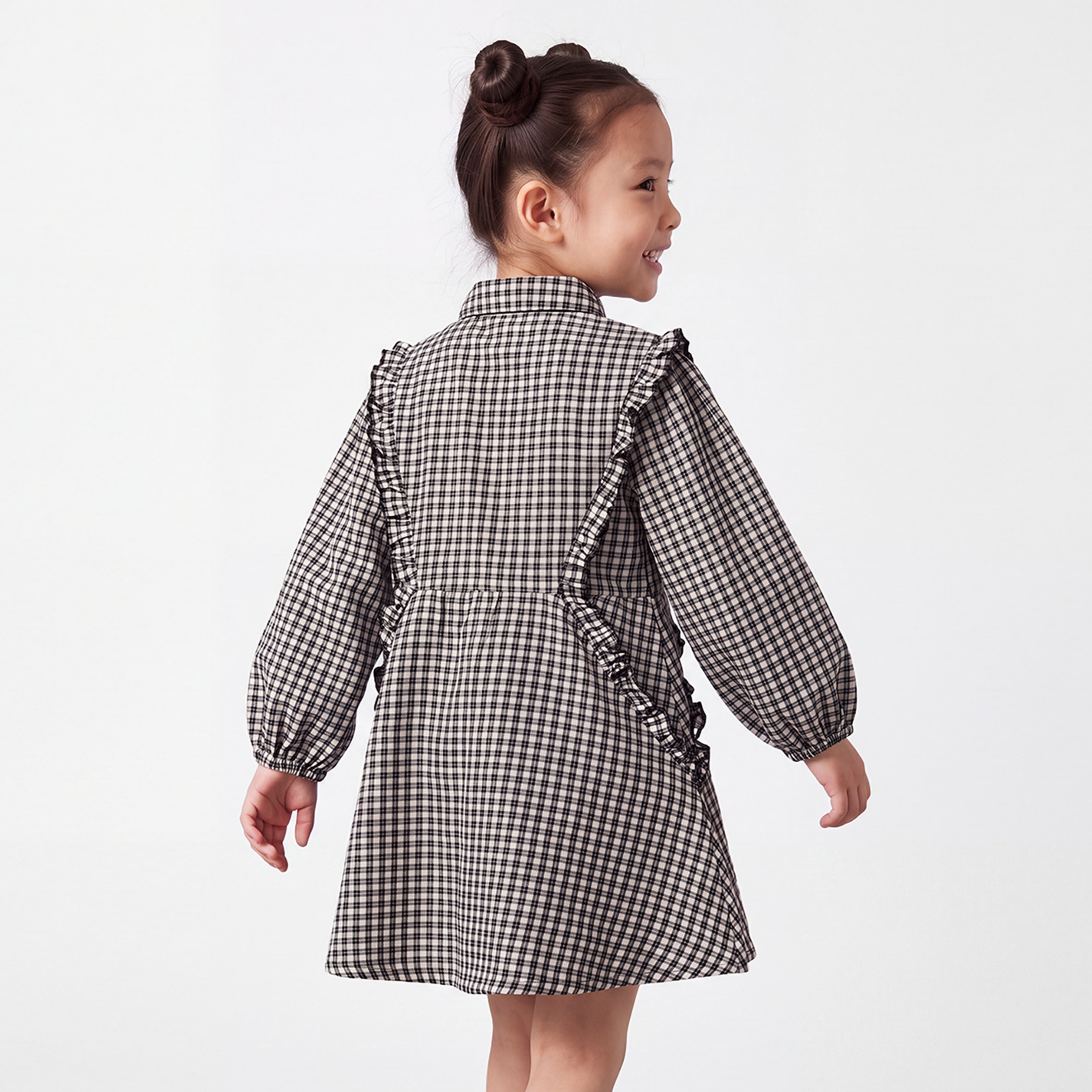 Lee Cooper Collared Long Sleeves Knee Length Shirt Dress with Checks-girls-clothing-dressesandjumpsuits-image-3