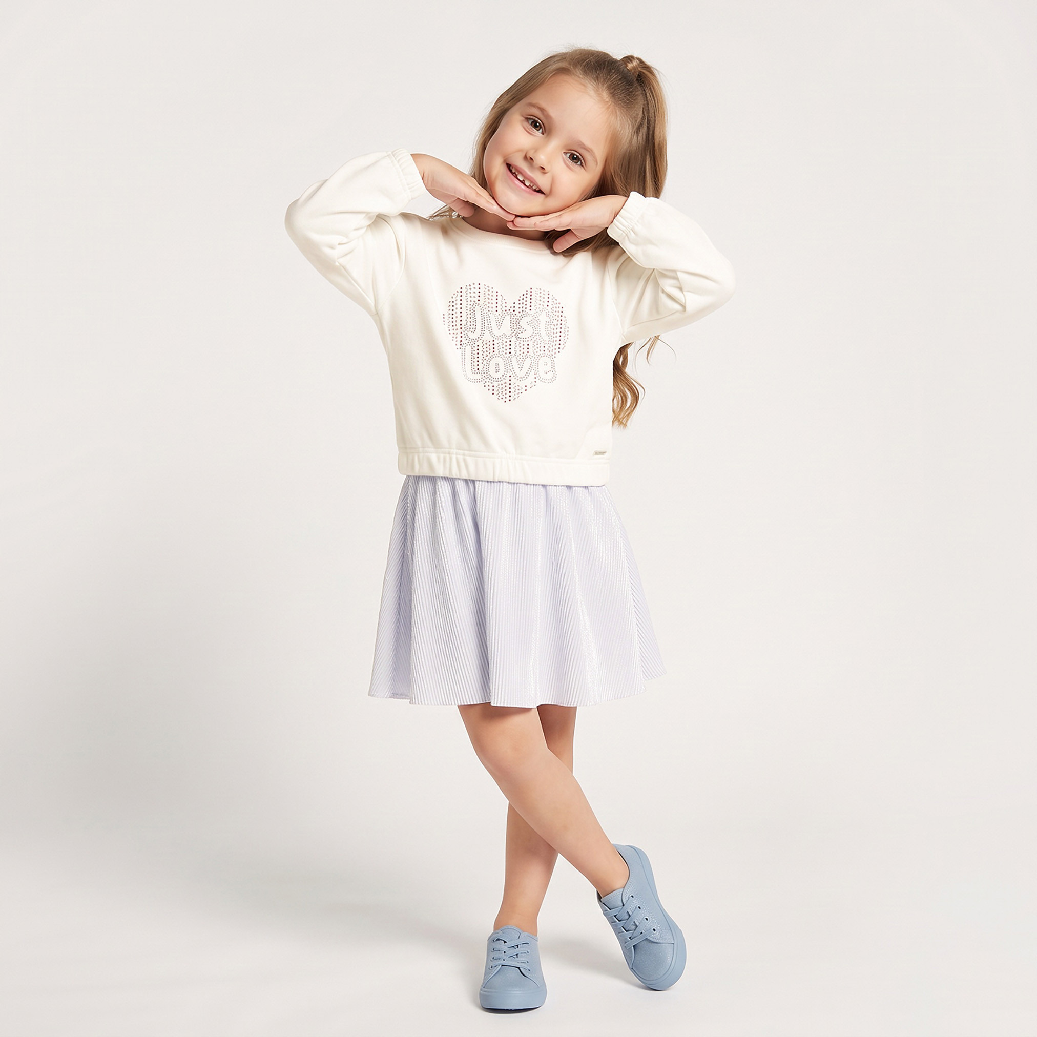 Lee Cooper Round Neck Long Sleeves A-line Dress with Embellishment-girls-clothing-dressesandjumpsuits-image-1