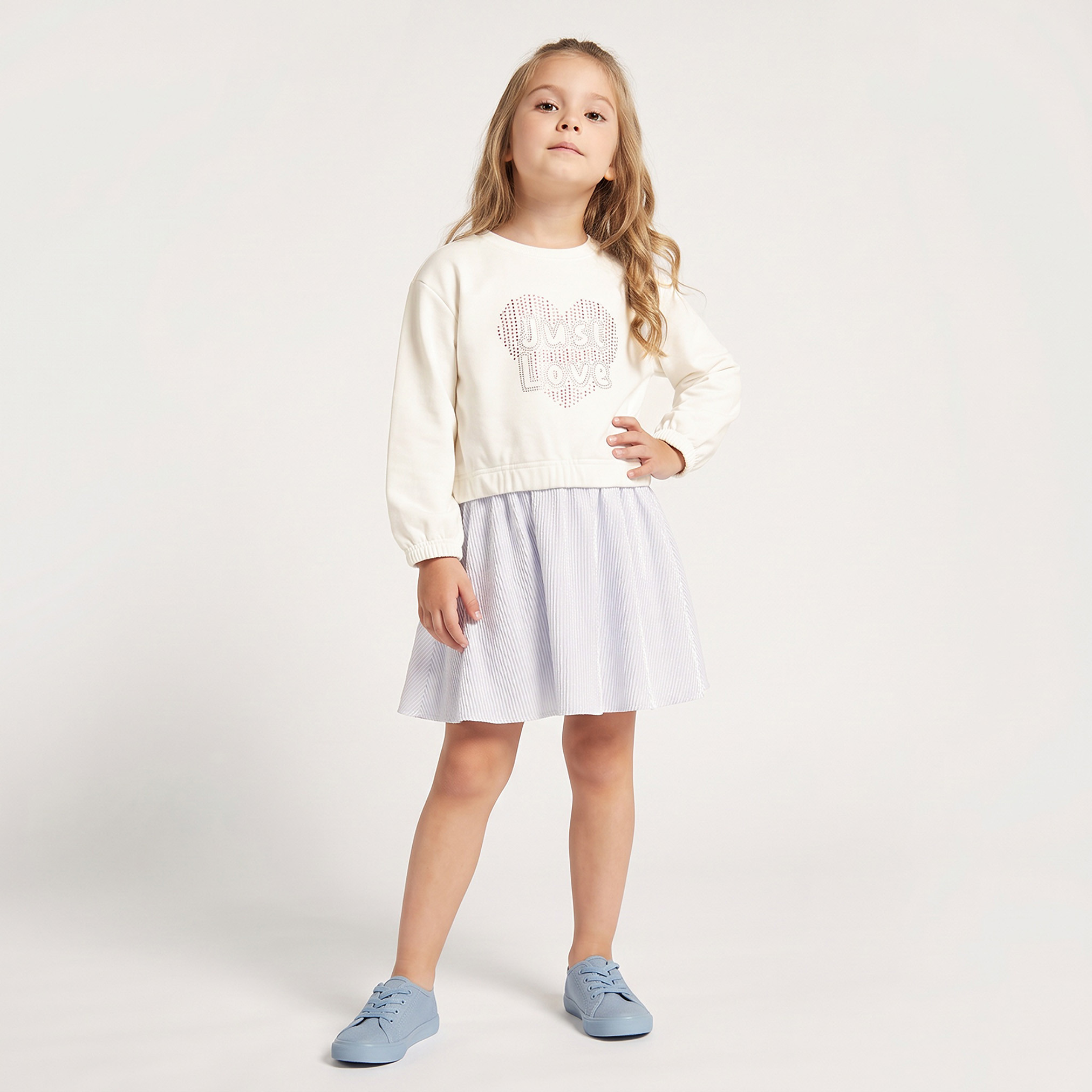 Lee Cooper Round Neck Long Sleeves A-line Dress with Embellishment-girls-clothing-dressesandjumpsuits-image-4