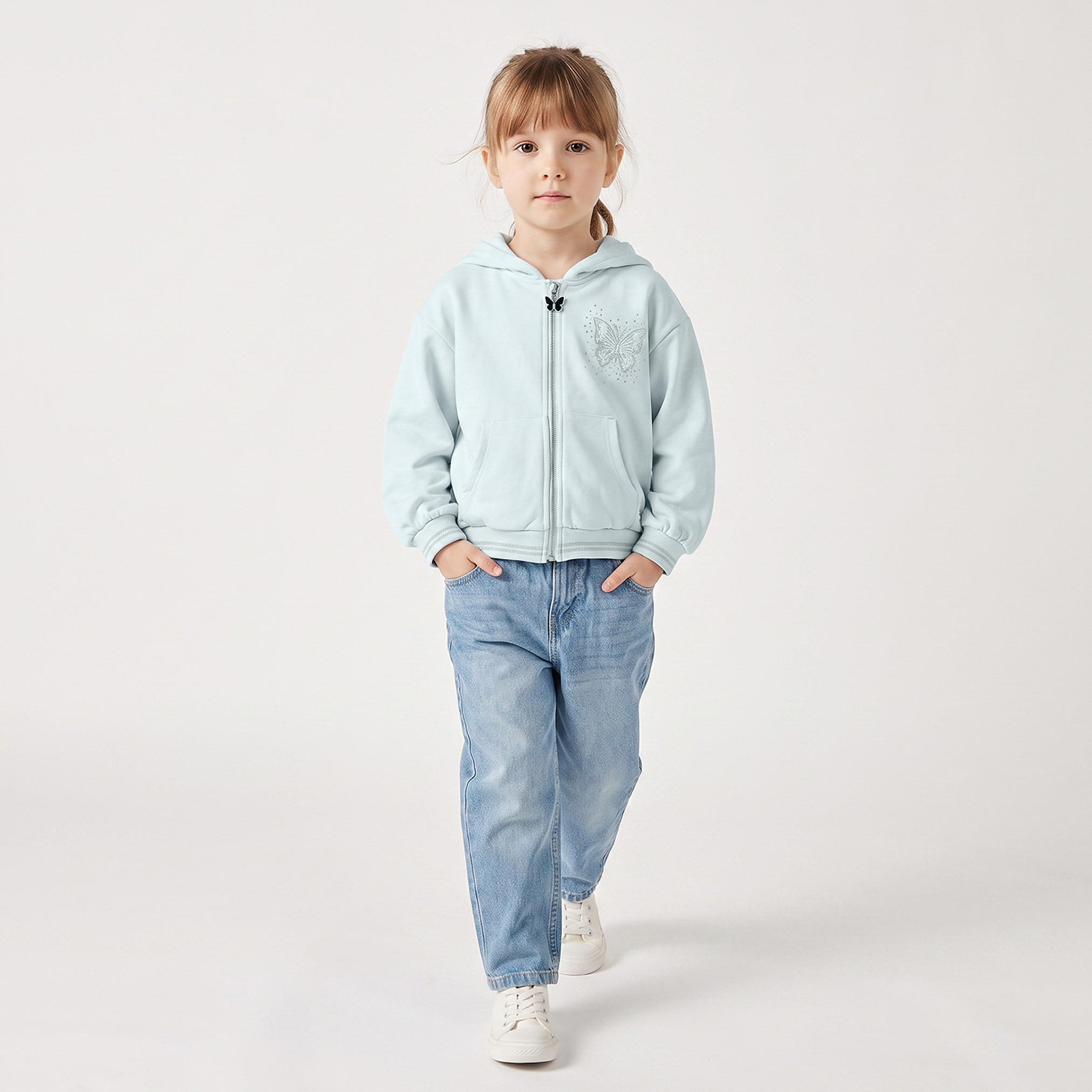 Lee Cooper Embroidered Hoodie with Long Sleeves-girls-clothing-winterwear-jacketsandcoats-image-2