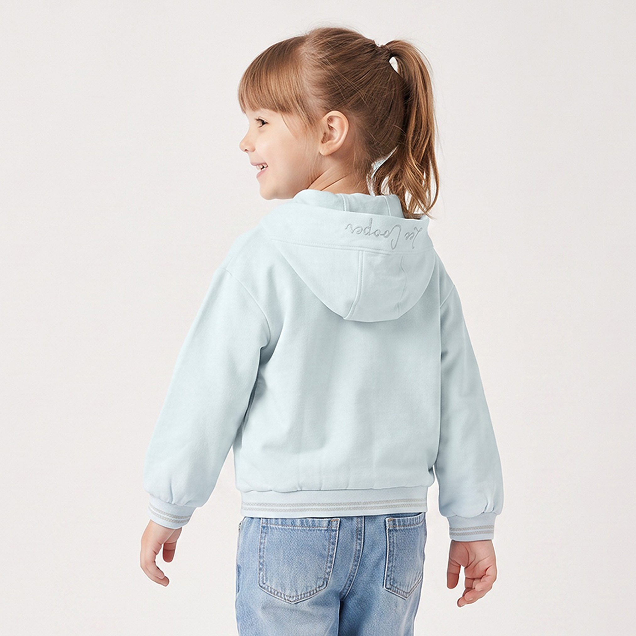 Lee Cooper Embroidered Hoodie with Long Sleeves-girls-clothing-winterwear-jacketsandcoats-image-3