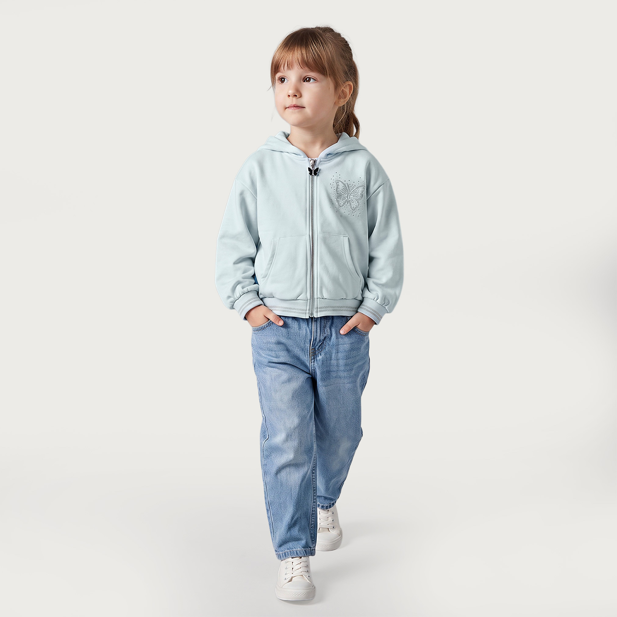 Lee Cooper Embroidered Hoodie with Long Sleeves-girls-clothing-winterwear-jacketsandcoats-image-4