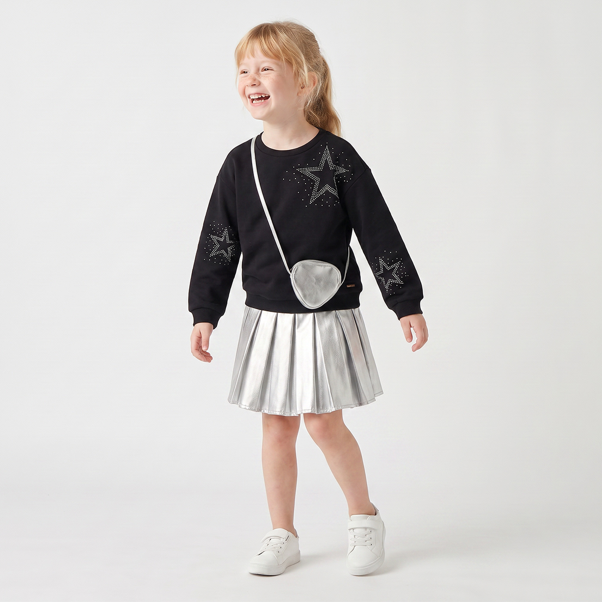 Lee Cooper Crew Neck Long Sleeves Sweatshirt and Skirt Set with Crossbody Bag-baby-girls-clothing-setsandcoords-image-1