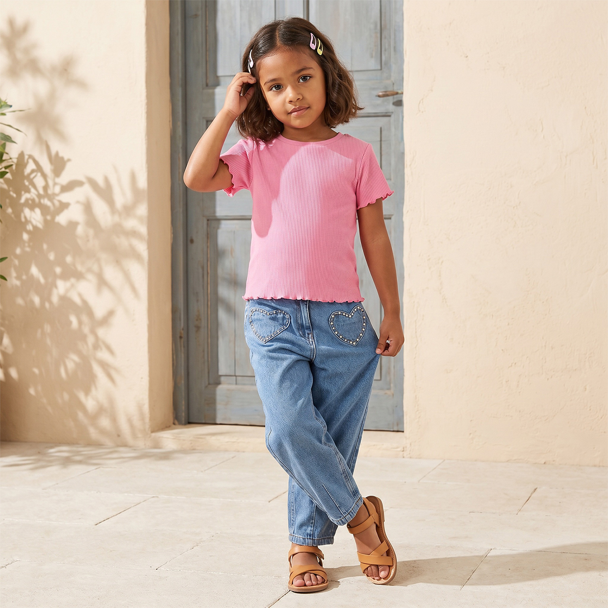 بنطلون جينز بقصة متوسطة الارتفاع ومقاس عادي مع تفاصيل زخرفية من لي كوبر-girls-clothing-bottoms-jeansandjeggings-image-2