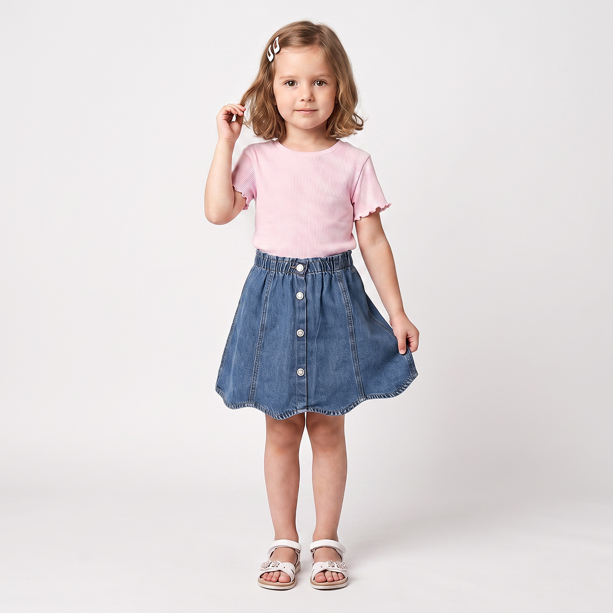 Lee Cooper Knee Length Denim Skirt with Scalloped Hem-baby-girls-clothing-bottoms-skirts-image-2