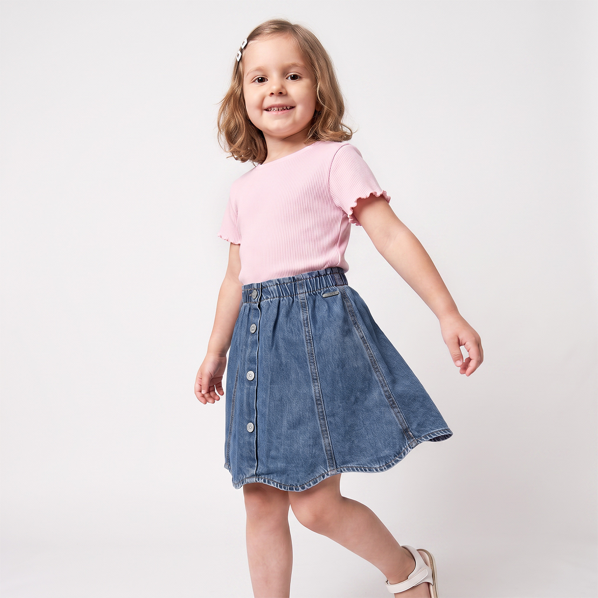 Lee Cooper Knee Length Denim Skirt with Scalloped Hem-baby-girls-clothing-bottoms-skirts-image-5