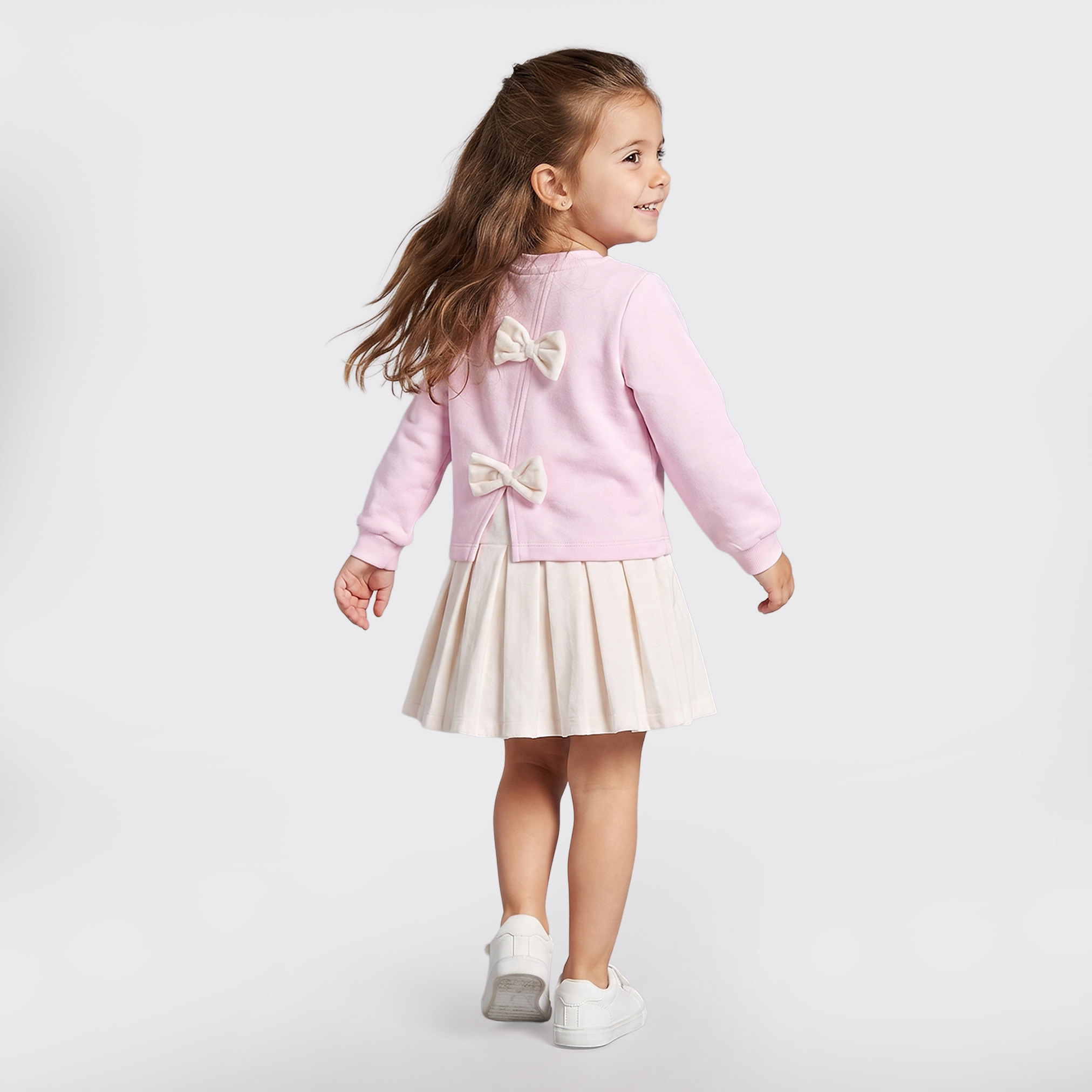 Sanrio Round Neck Long Sleeves Knee Length Dress with Hello Kitty Print-girls-clothing-dressesandjumpsuits-image-2