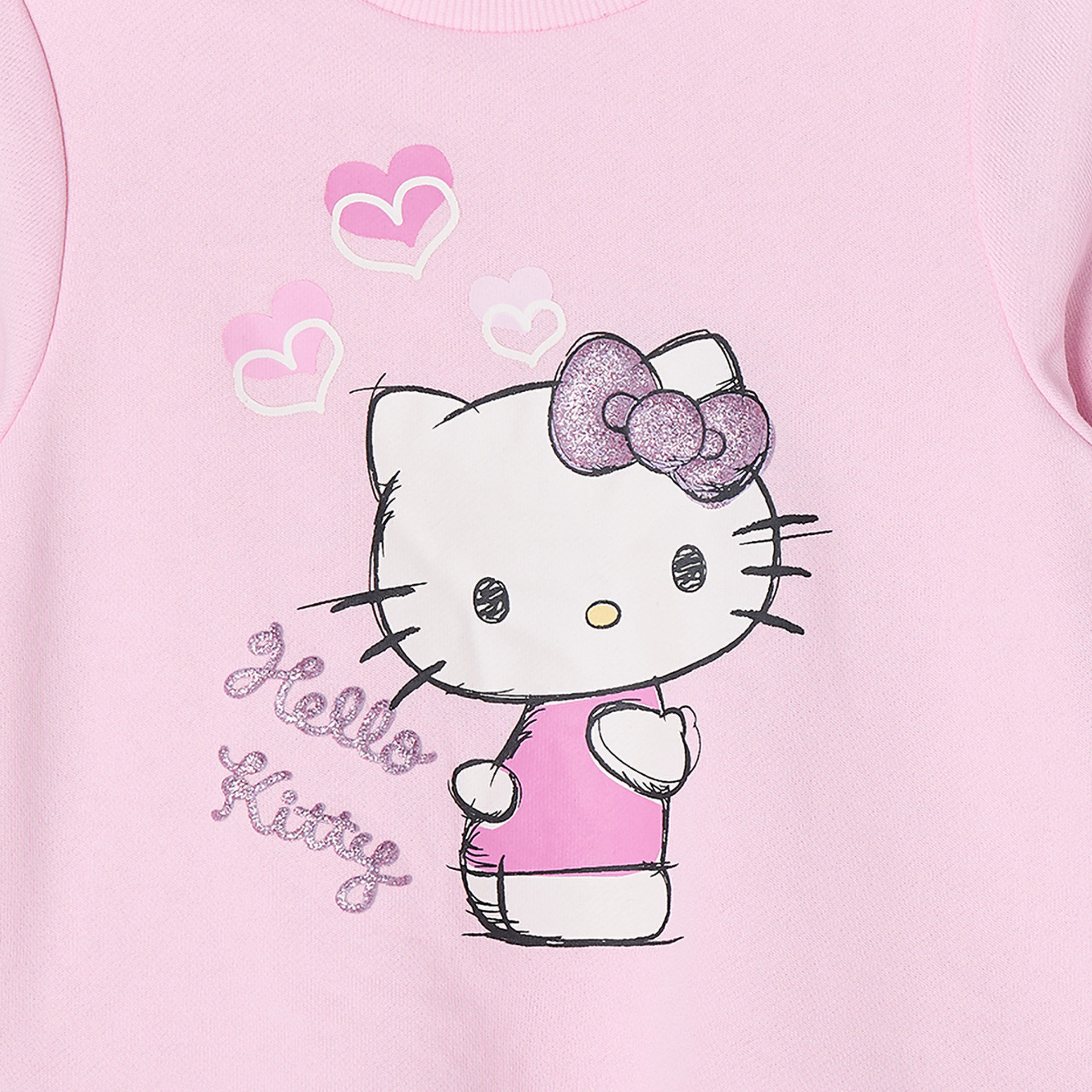 Sanrio Round Neck Long Sleeves Knee Length Dress with Hello Kitty Print-girls-clothing-dressesandjumpsuits-image-4