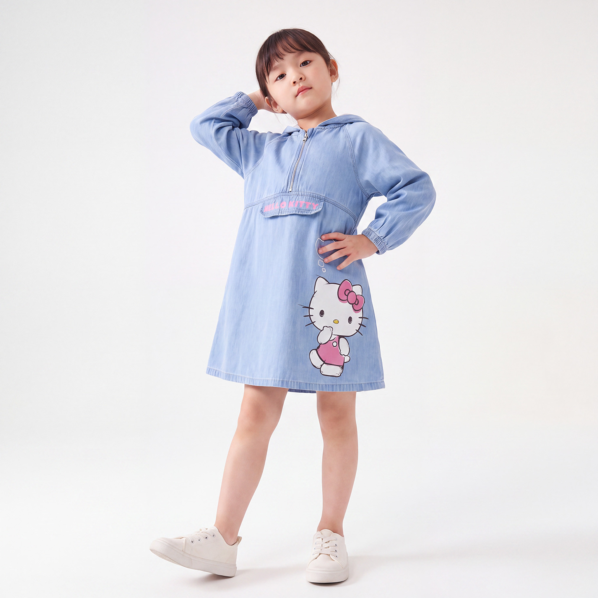 Sanrio Hooded Long Sleeves A-line Dress with Hello Kitty Print-girls-clothing-dressesandjumpsuits-image-6