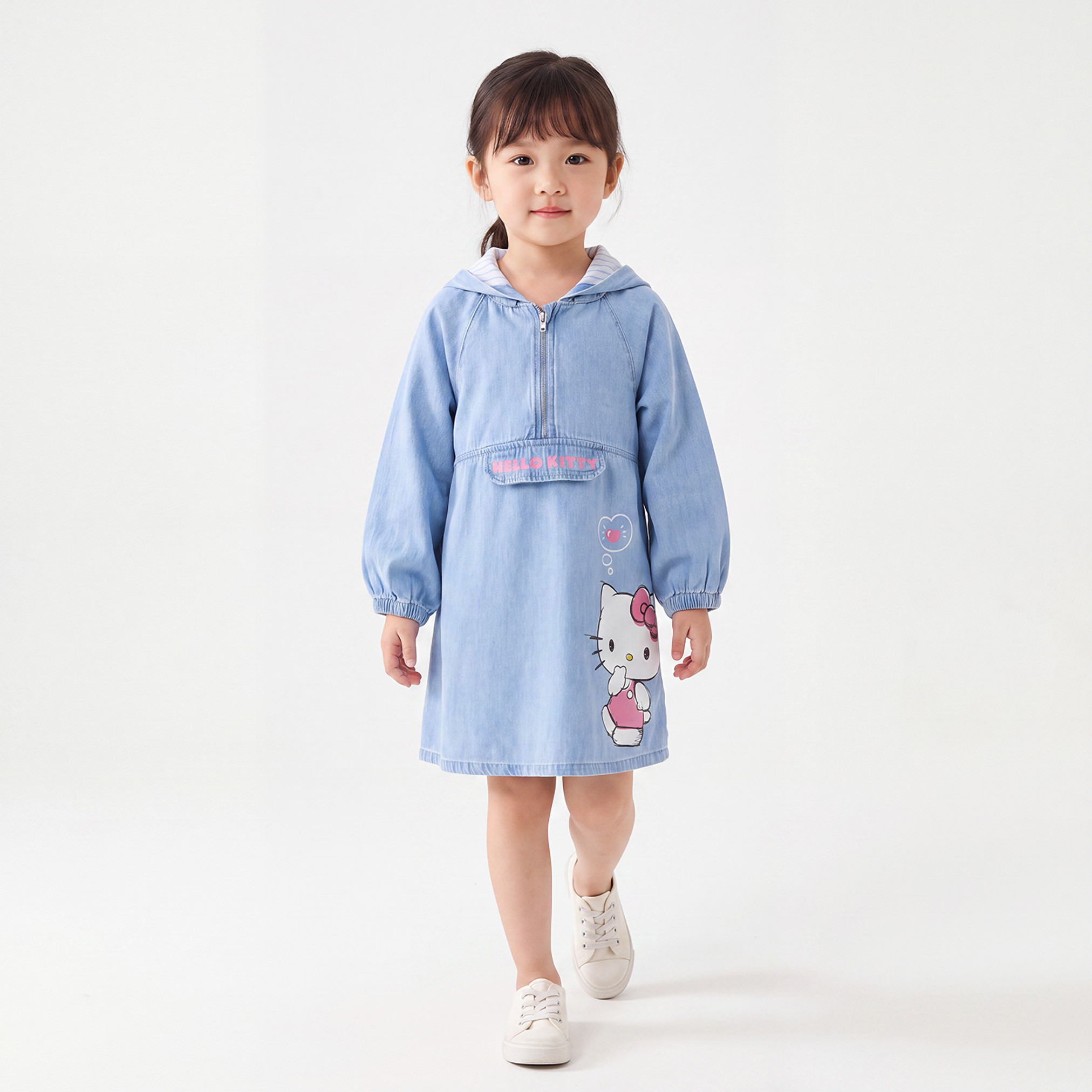 Sanrio Hooded Long Sleeves A-line Dress with Hello Kitty Print-girls-clothing-dressesandjumpsuits-image-2