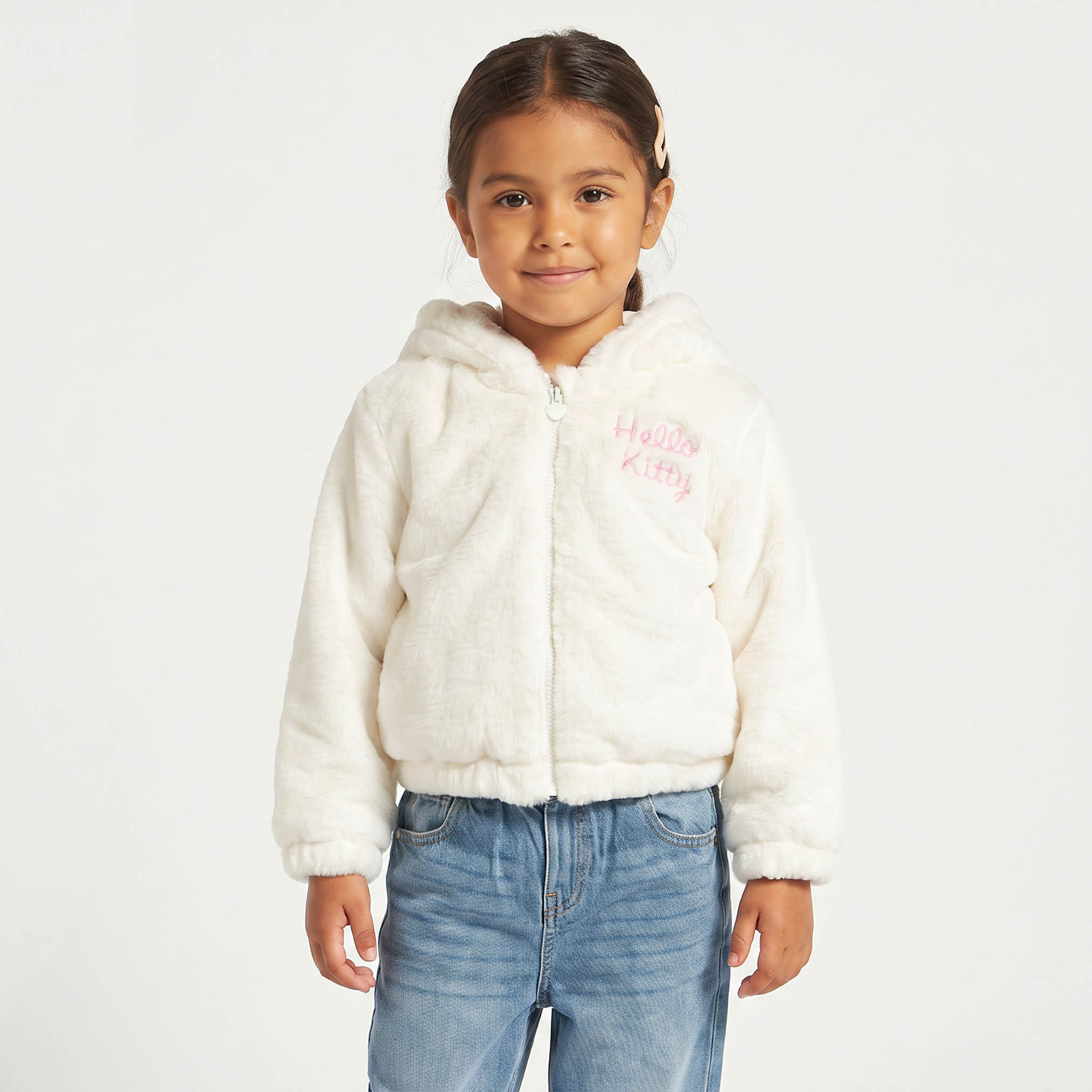Sanrio Hooded Long Sleeves Jacket with Hello Kitty Embroidery-baby-girls-clothing-winterwear-jacketsandcoats-image-1