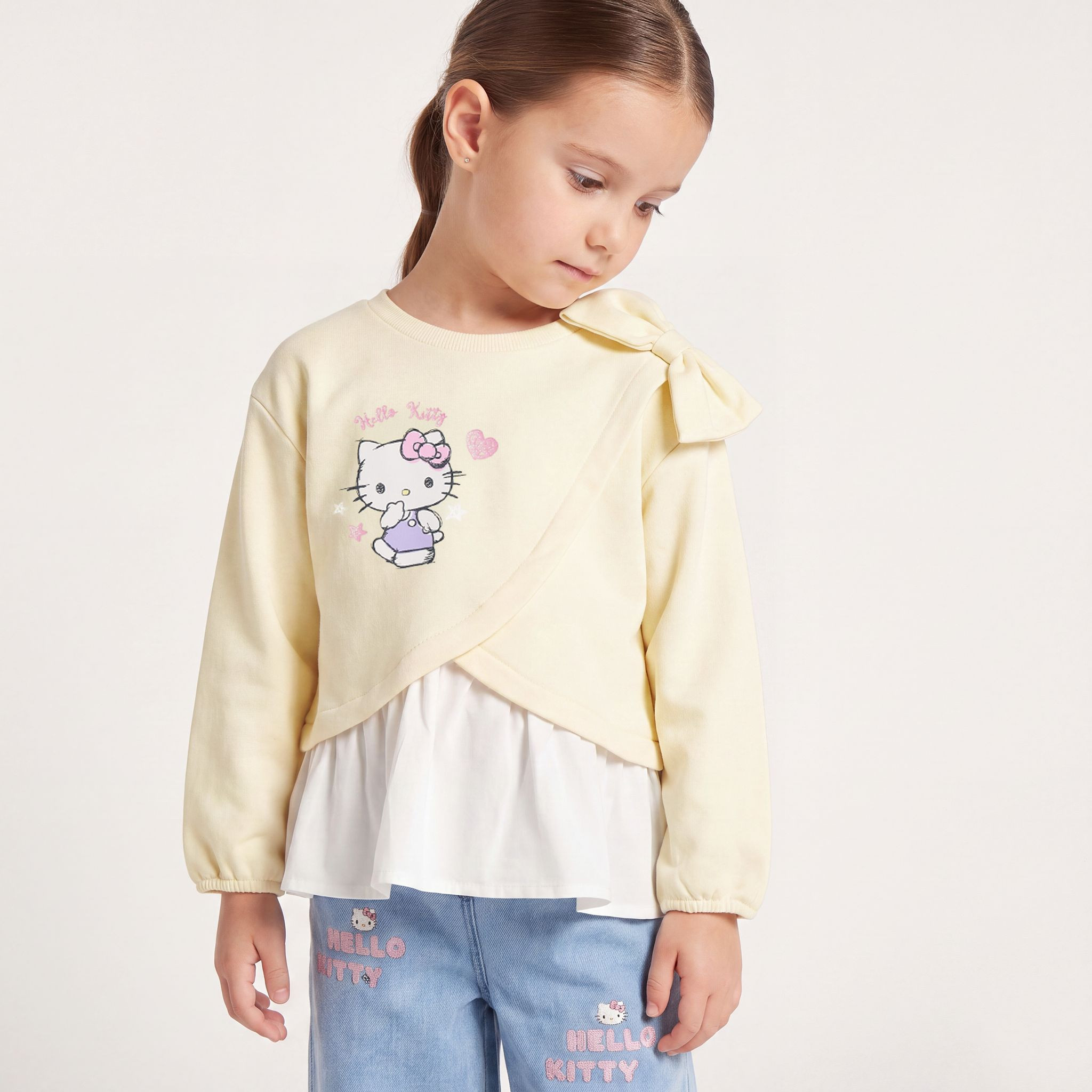Sanrio Hello Kitty Print Sweatshirt with Long Sleeves-girls-clothing-sweatshirts-image-1