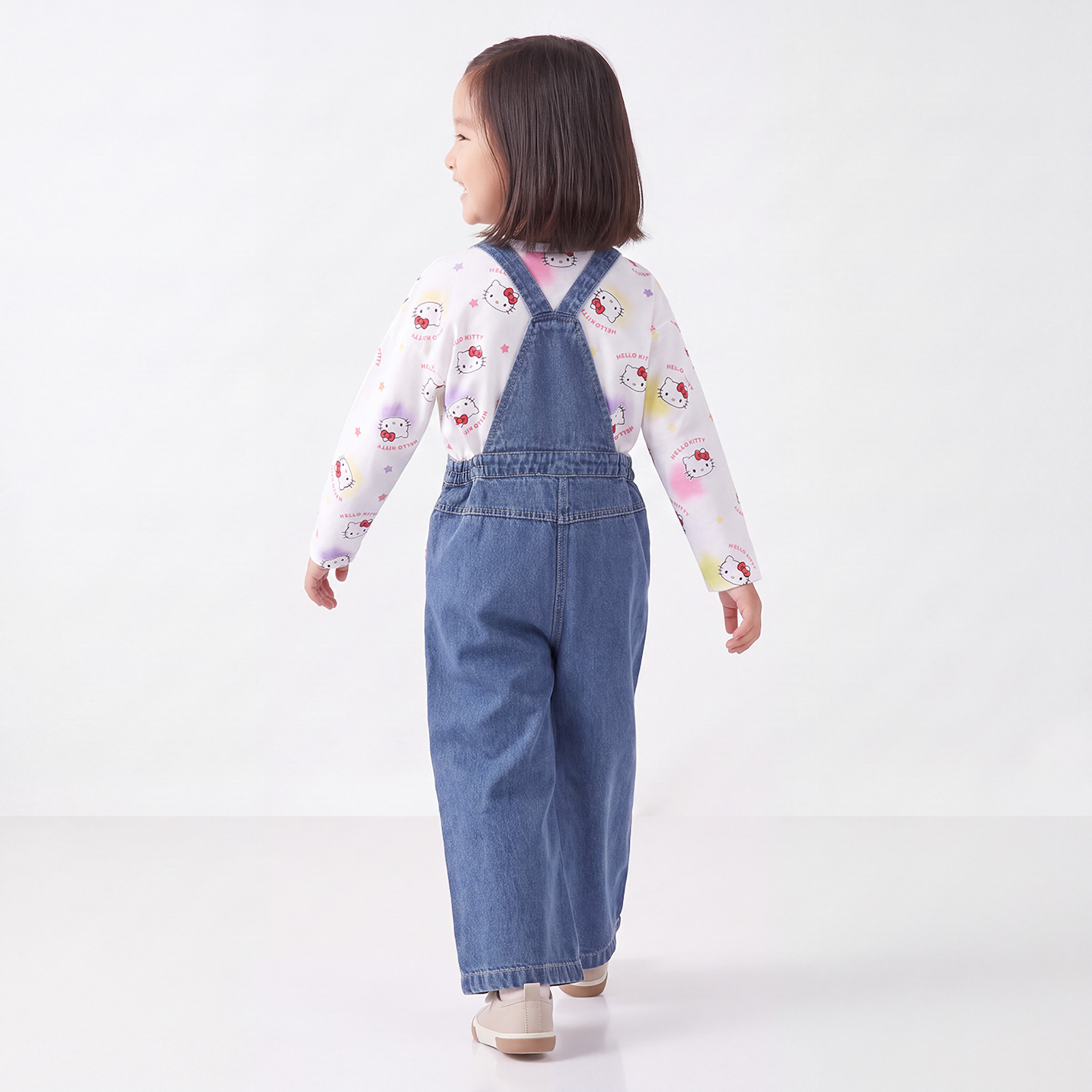 Sanrio Crew Neck Long Sleeves T-shirt and Dungaree Set with Hello Kitty Print-baby-girls-clothing-setsandcoords-image-4