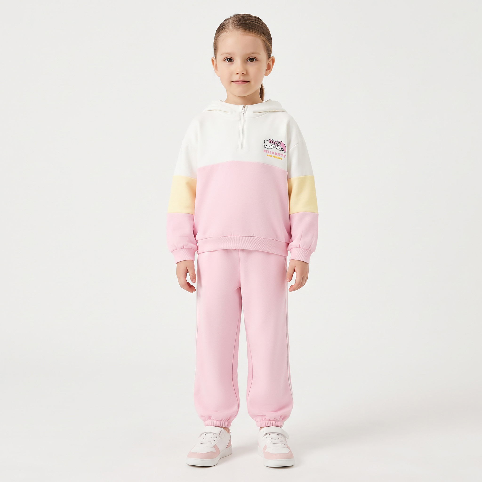 طقم بنطلون رياضي وسويت شيرت بأكمام طويلة وقبعة وطبعات هيلو كيتي من سانريو-baby-girls-clothing-setsandcoords-image-7