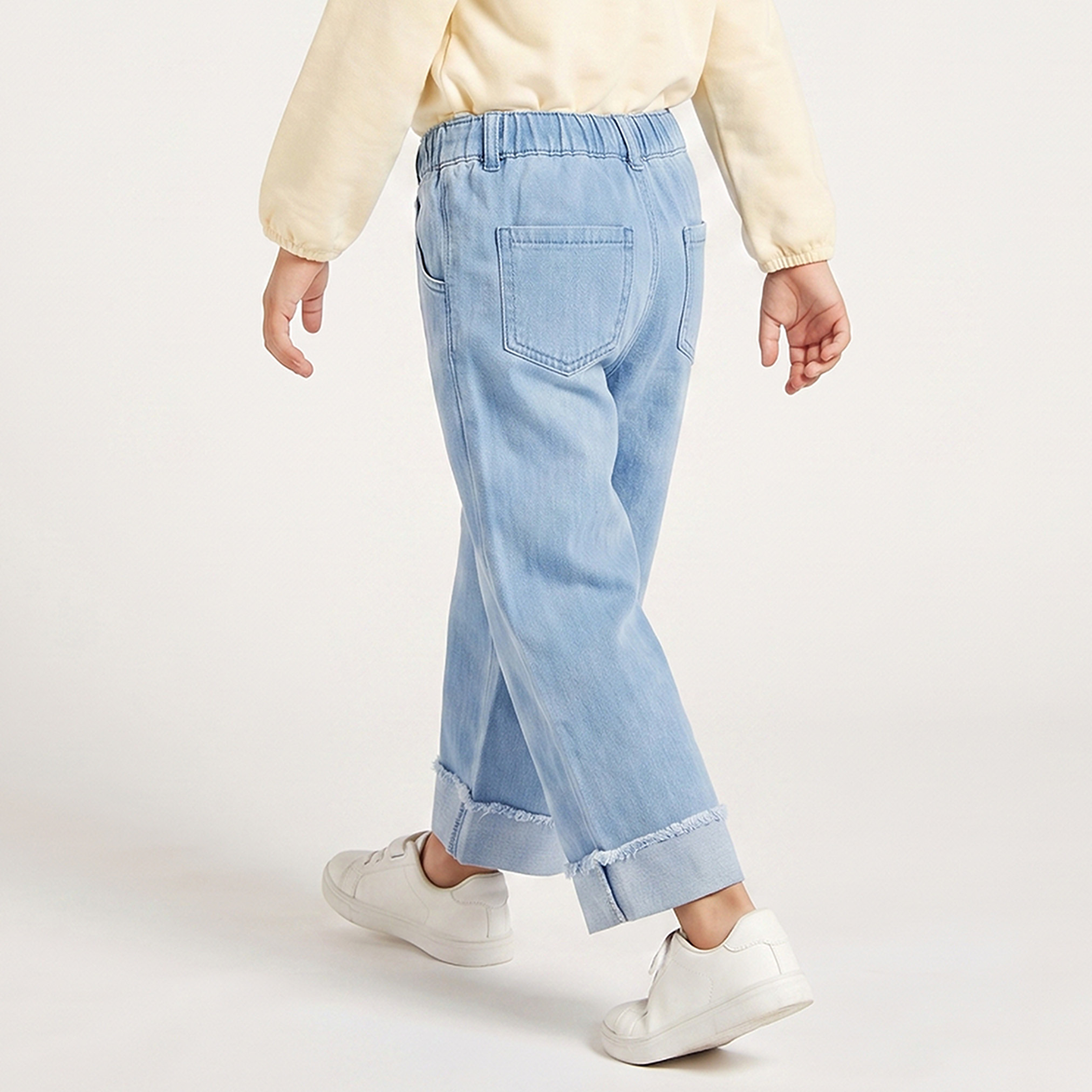 Sanrio Elasticated Waist Wide Leg Jeans with Hello Kitty Embroidery-baby-girls-clothing-bottoms-jeans-image-3