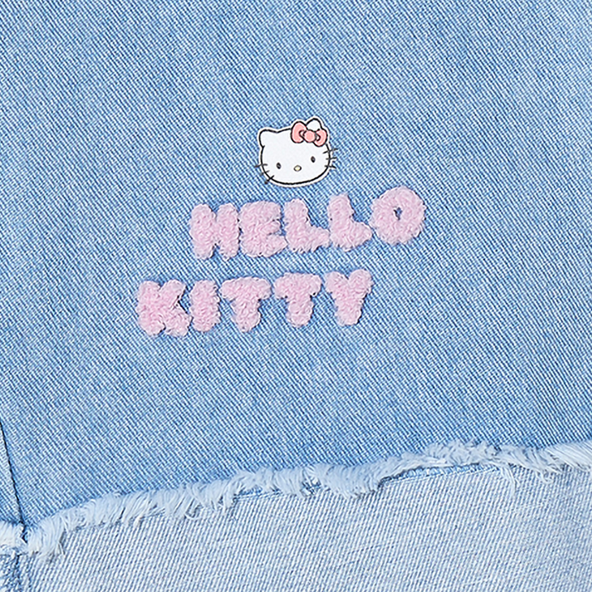 Sanrio Elasticated Waist Wide Leg Jeans with Hello Kitty Embroidery-baby-girls-clothing-bottoms-jeans-image-5