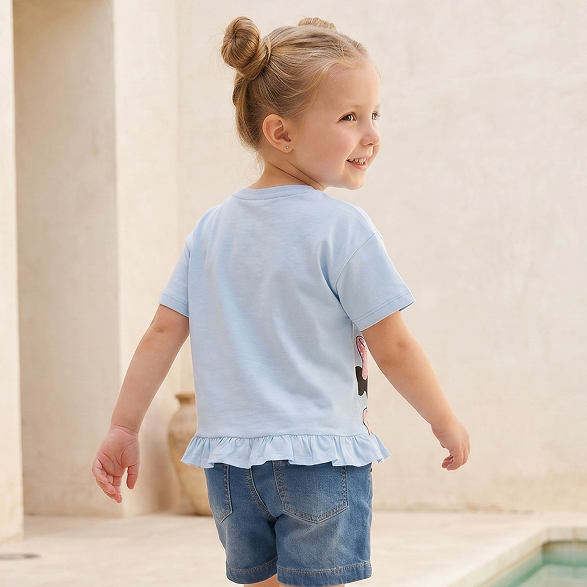 تيشيرت بياقة ضيقة وأكمام قصيرة وطبعات ميكي وميني من ديزني-girls-clothing-tshirts-image-3