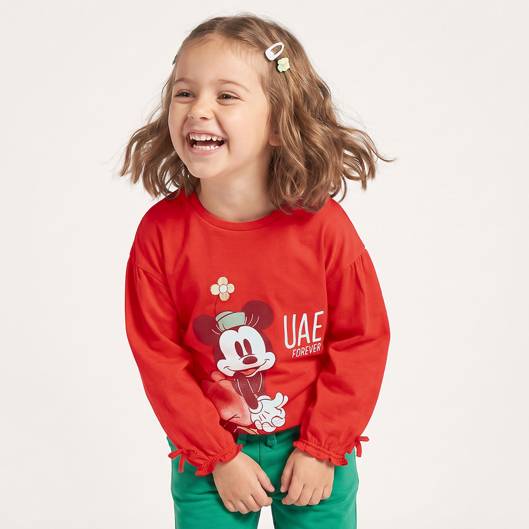 تيشيرت بياقة ضيقة وأكمام طويلة وطبعات ميني ماوس من ديزني-girls-clothing-tshirts-image-5